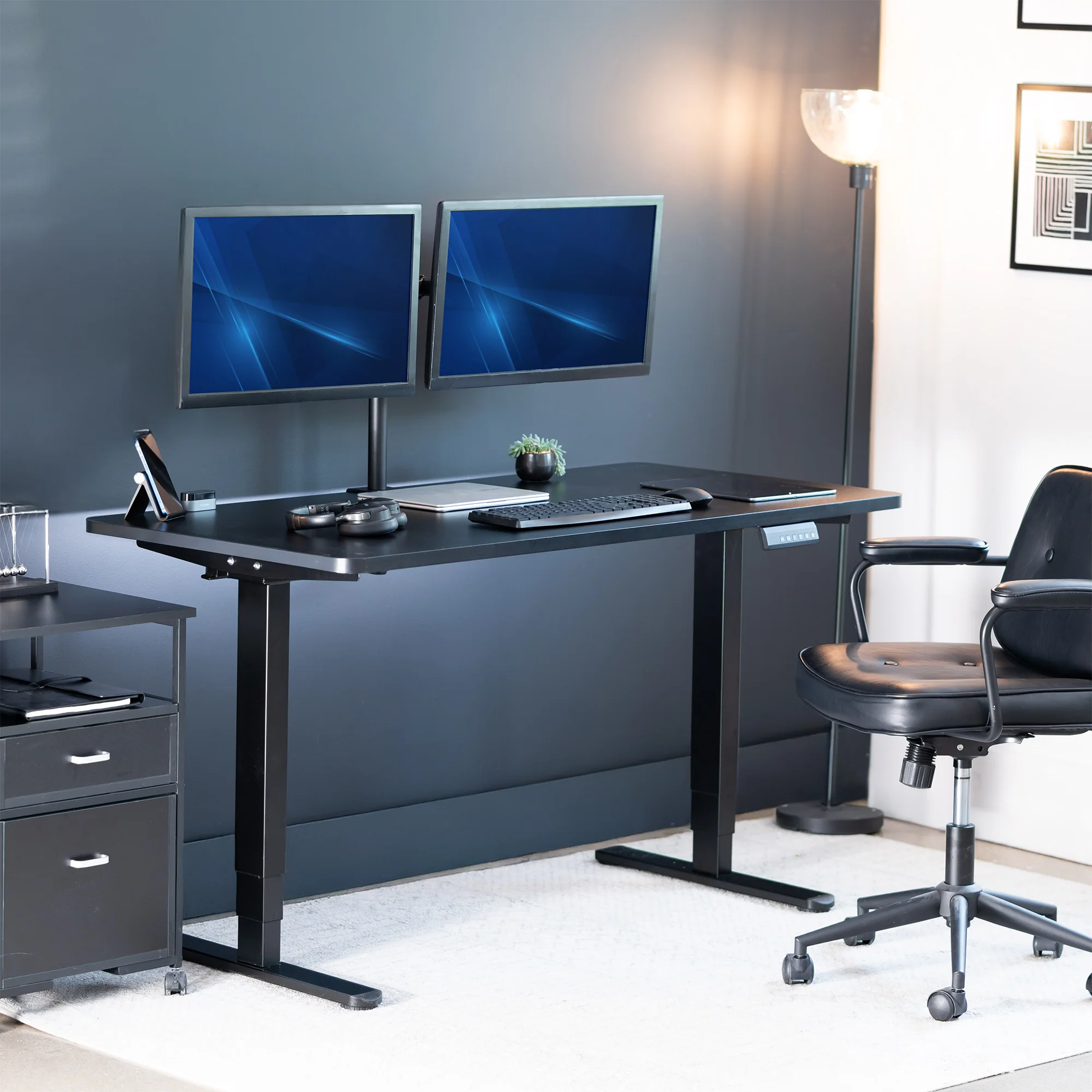 2B Solid Top Series - Dual Motor Electric Desk with Push Button Memory Controller - Image 2