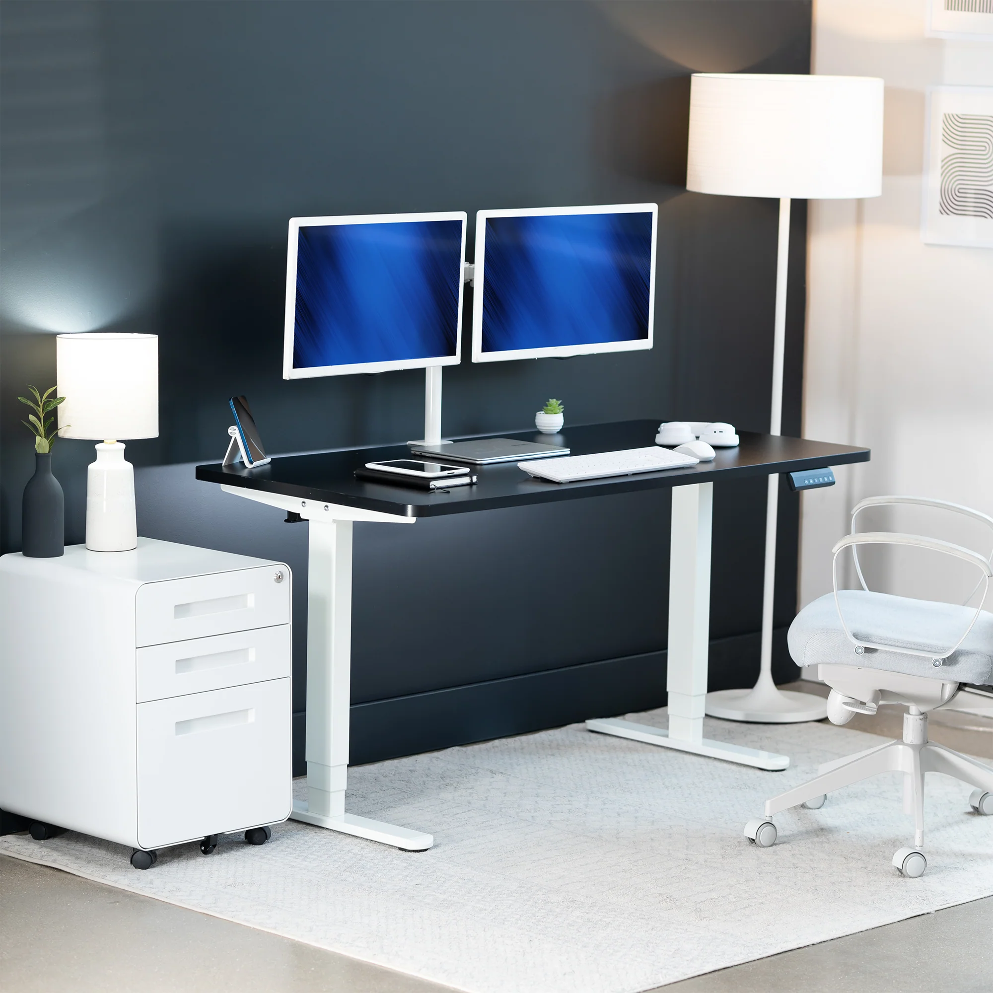 2B Solid Top Series - Dual Motor Electric Desk with Push Button Memory Controller - Image 23