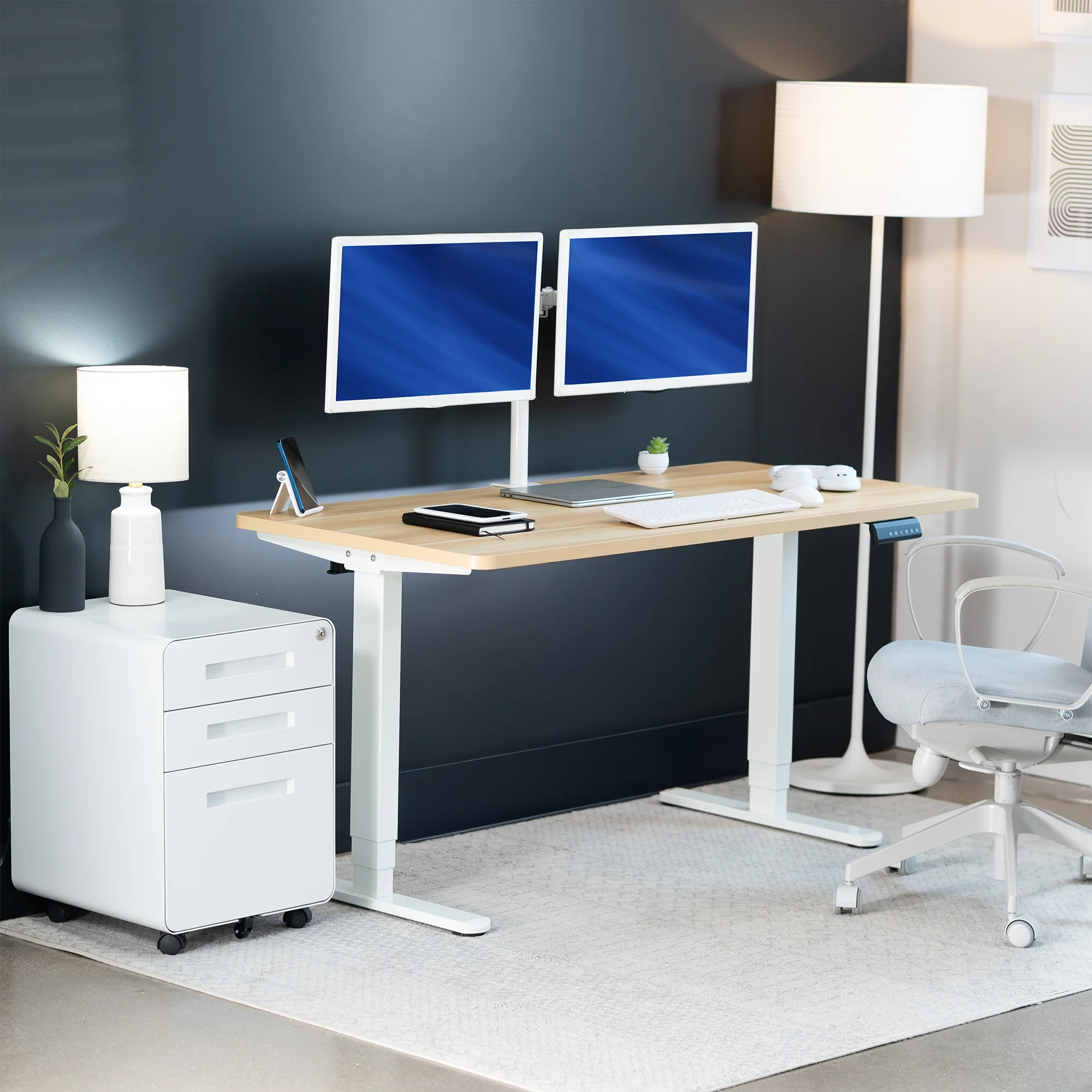 2B Solid Top Series - Dual Motor Electric Desk with Push Button Memory Controller - Image 25