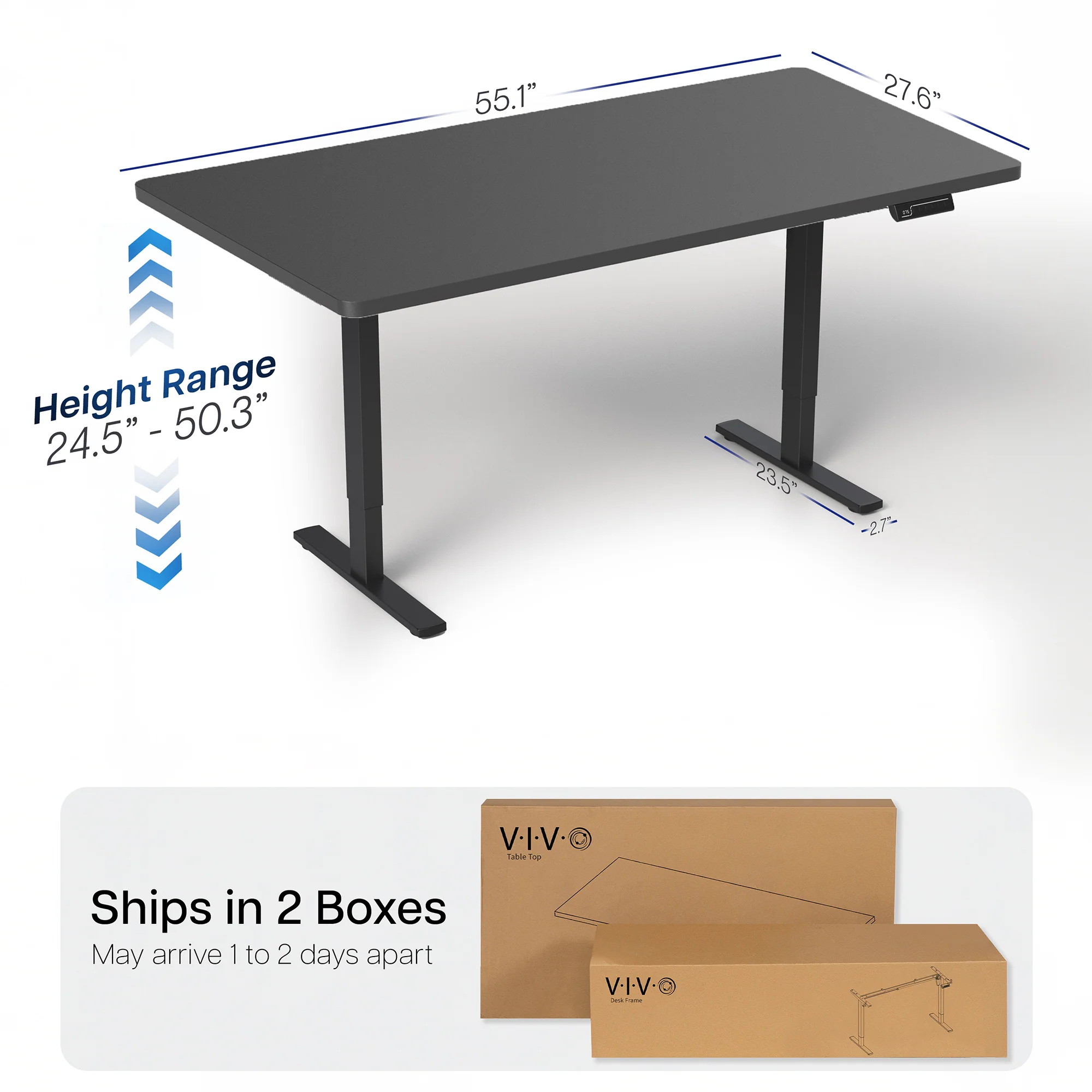 2B Solid Top Series - Dual Motor Electric Desk with Push Button Memory Controller - Image 4