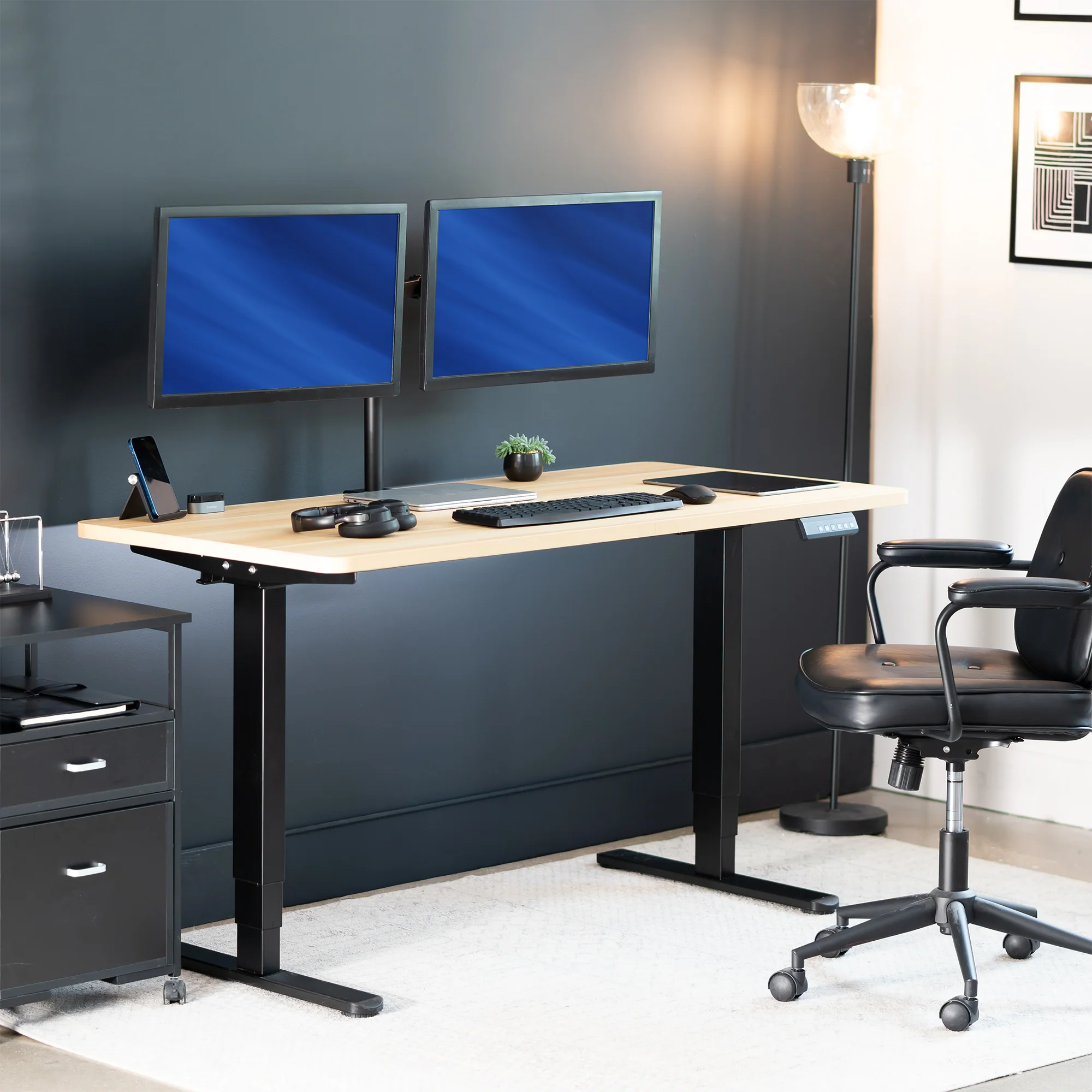 2B Solid Top Series - Dual Motor Electric Desk with Push Button Memory Controller - Image 45