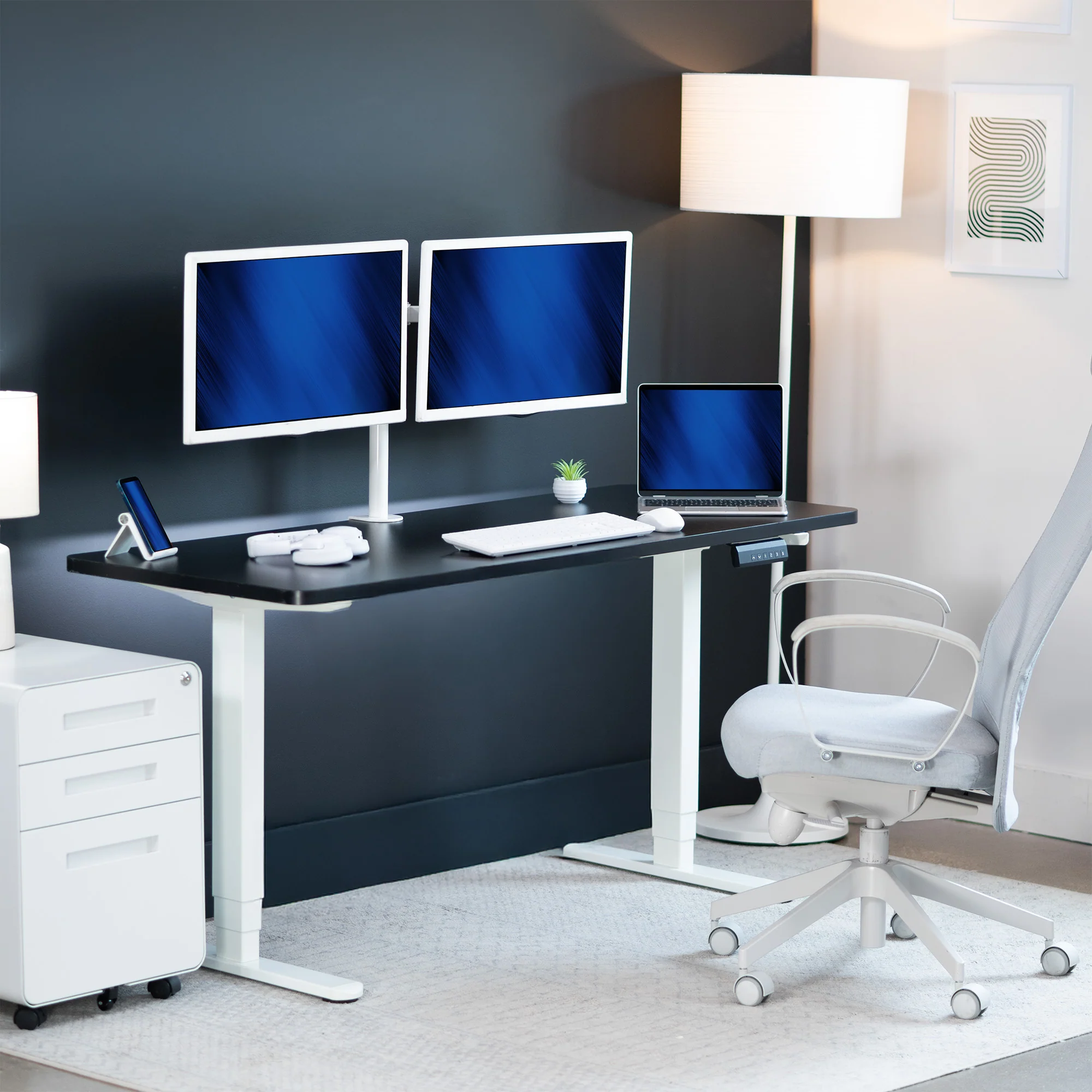2B Solid Top Series - Dual Motor Electric Desk with Push Button Memory Controller - Image 61
