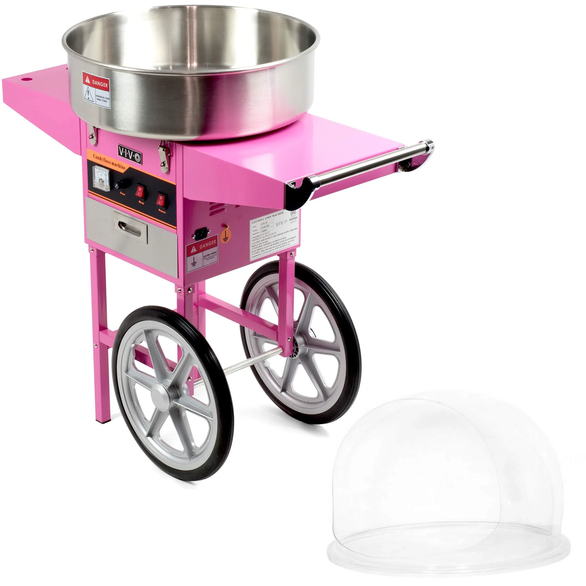 Electric Commercial Cotton Candy Machine with Cart and Bubble Shield