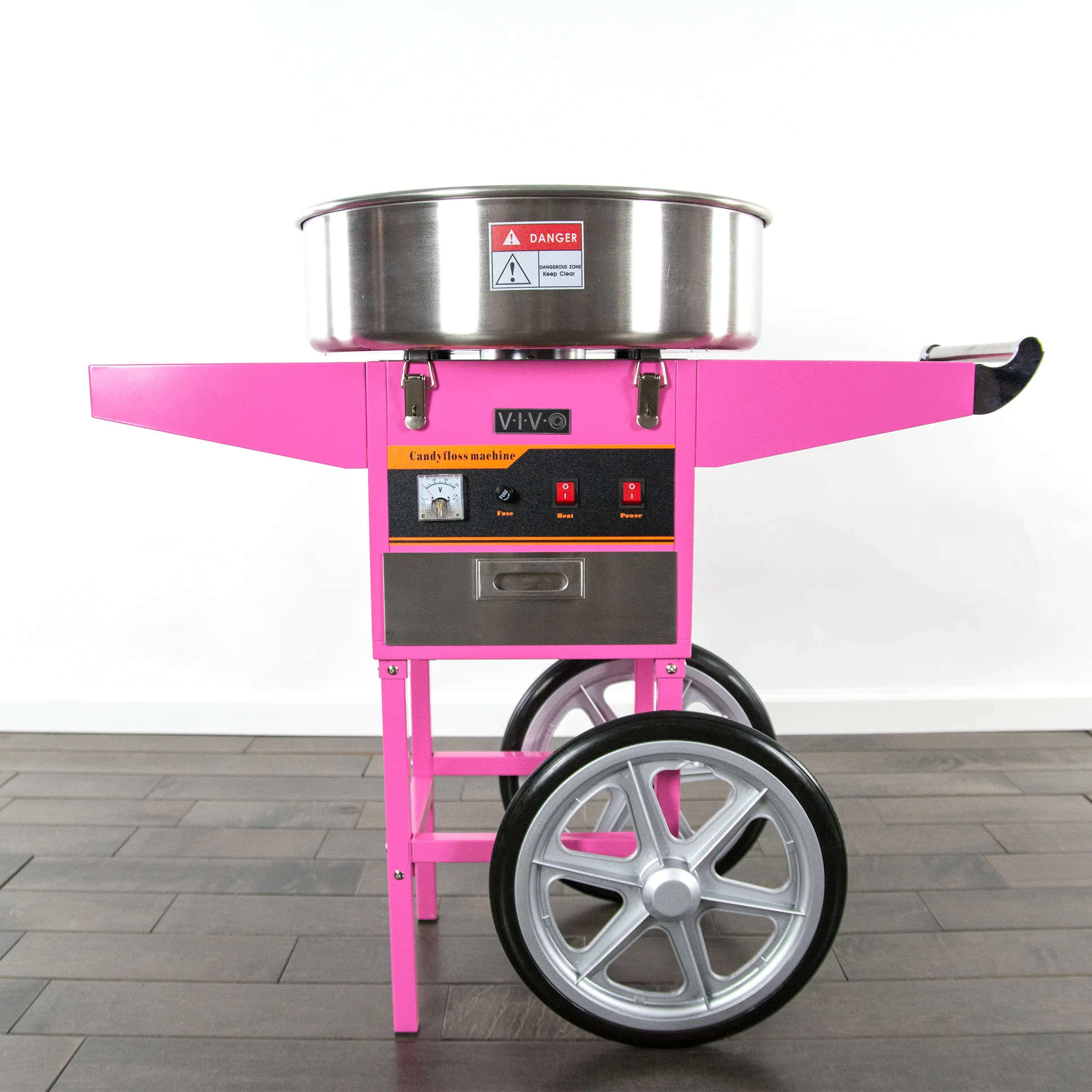 Electric Commercial Cotton Candy Machine with Cart and Bubble Shield - Image 8