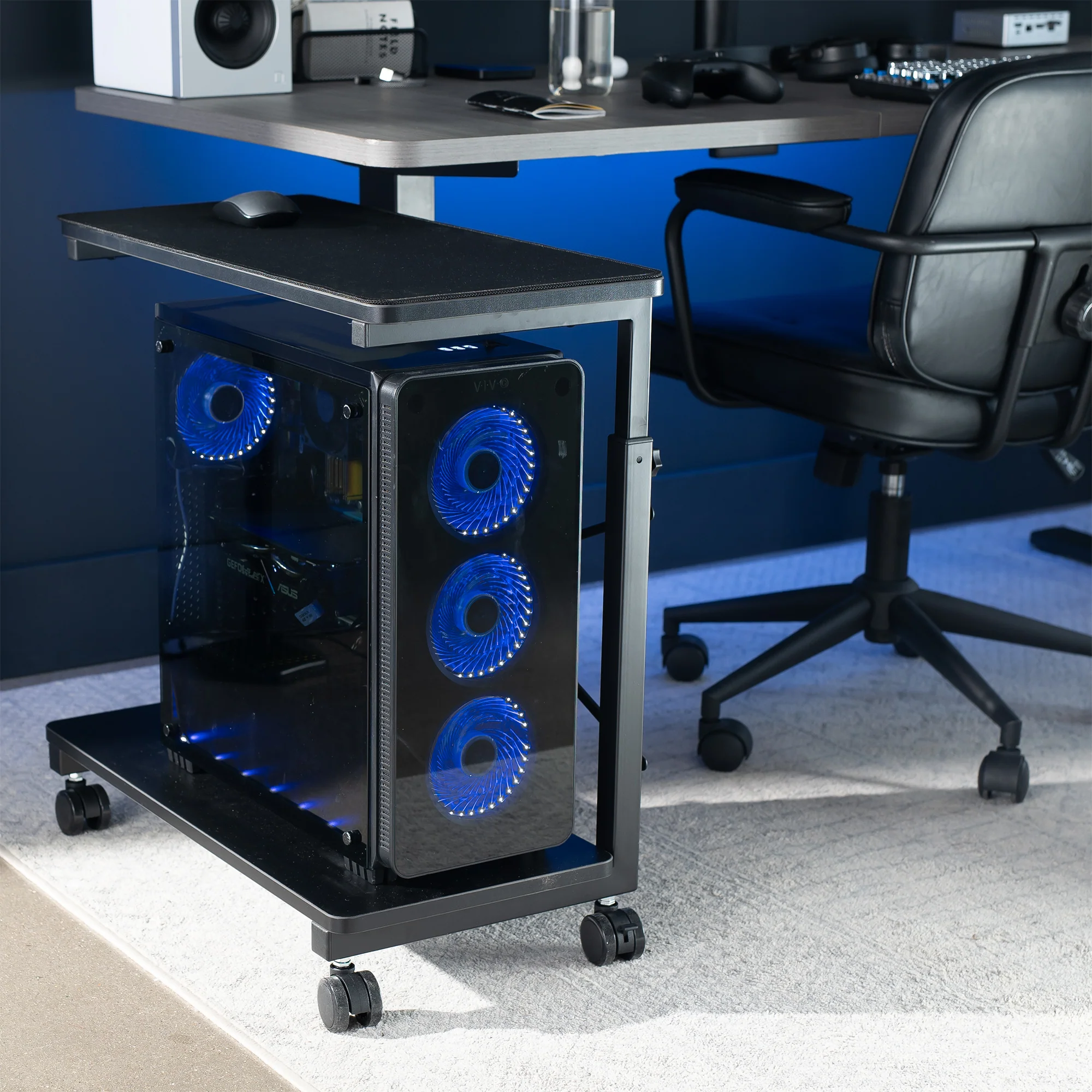 Mobile Adjustable PC Cart with Storage - Image 2