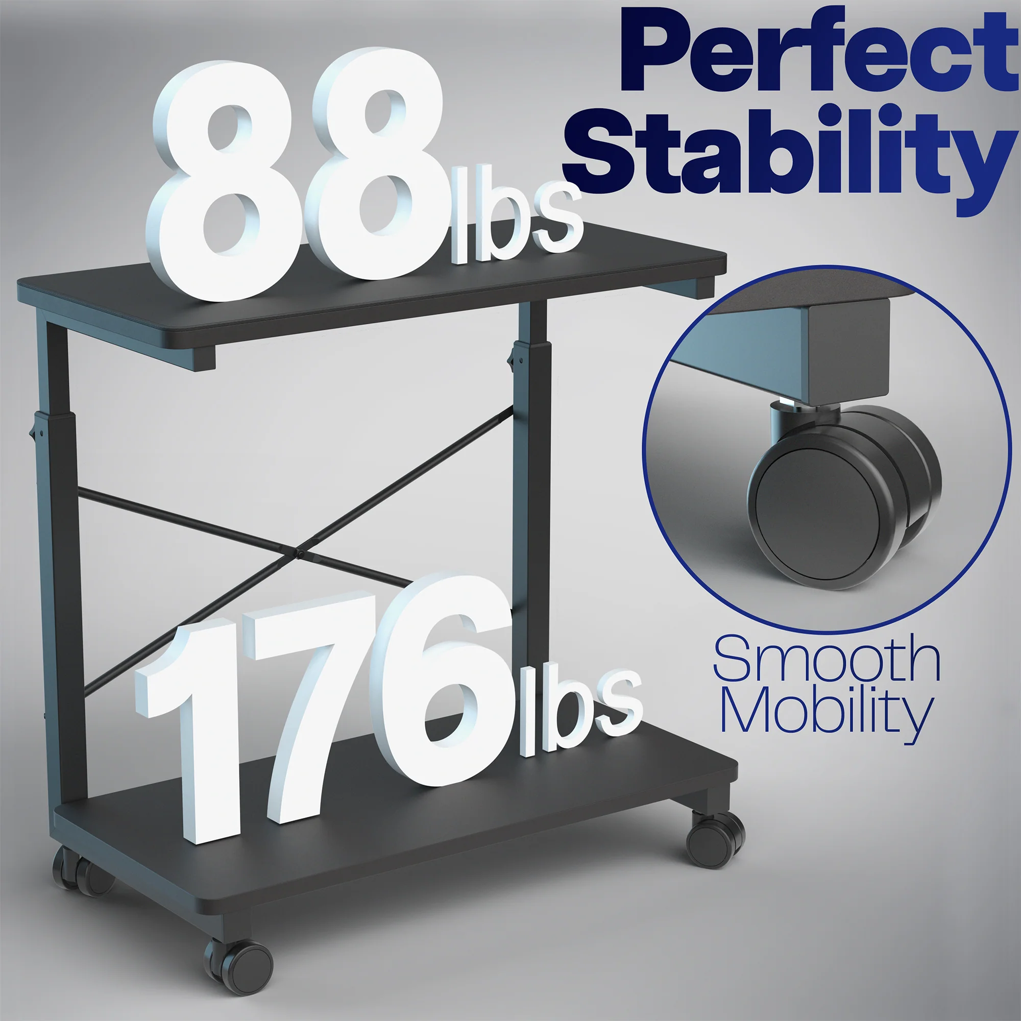 Mobile Adjustable PC Cart with Storage - Image 3