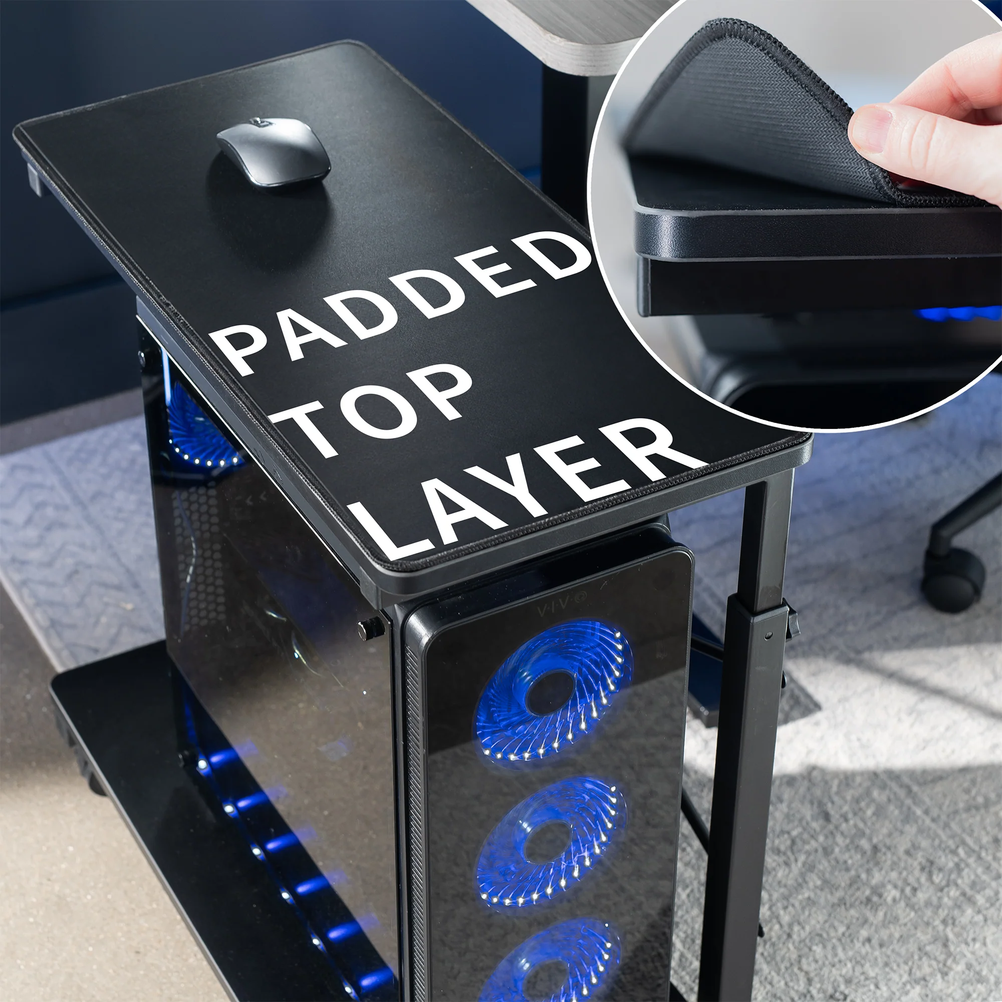 Mobile Adjustable PC Cart with Storage - Image 4