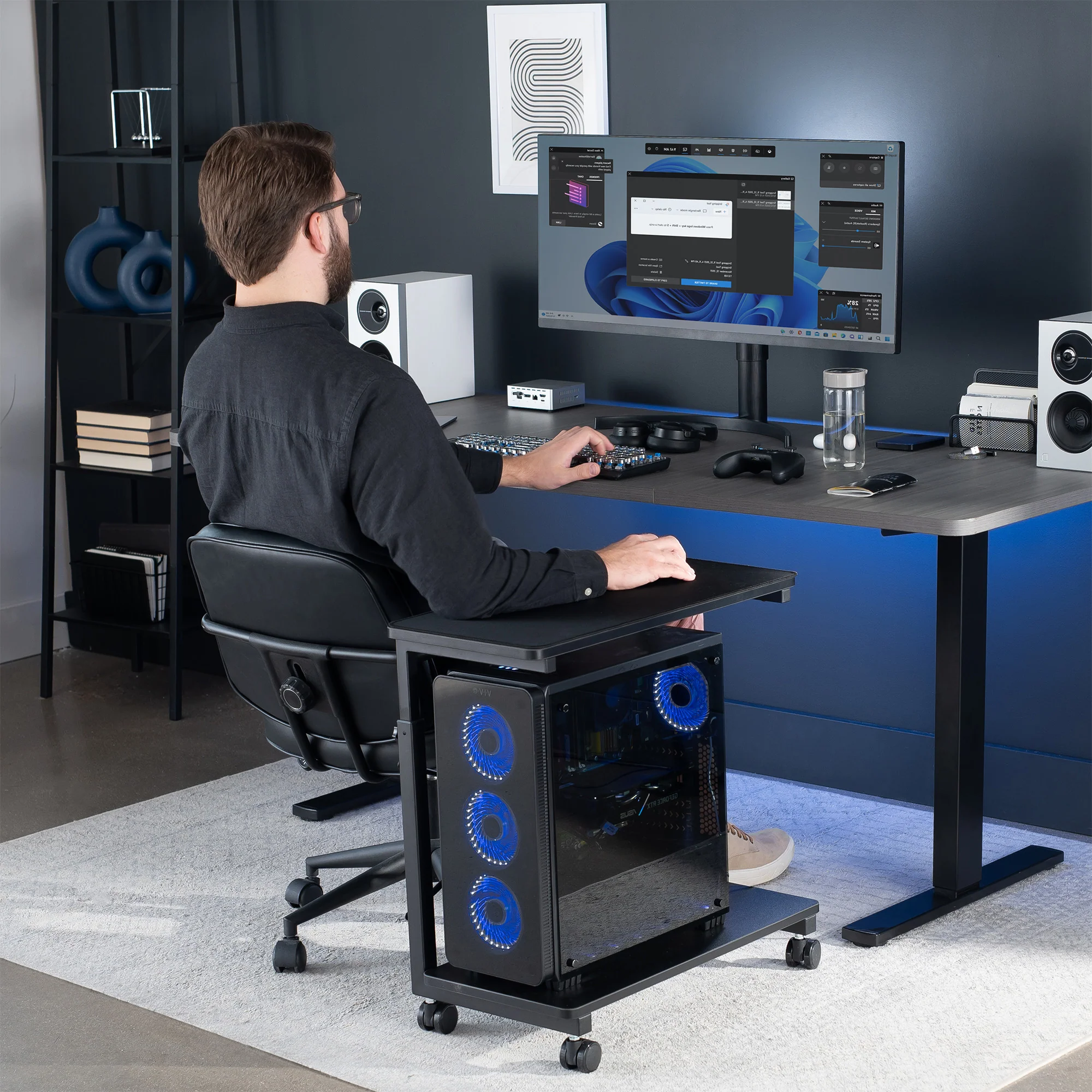 Mobile Adjustable PC Cart with Storage - Image 6
