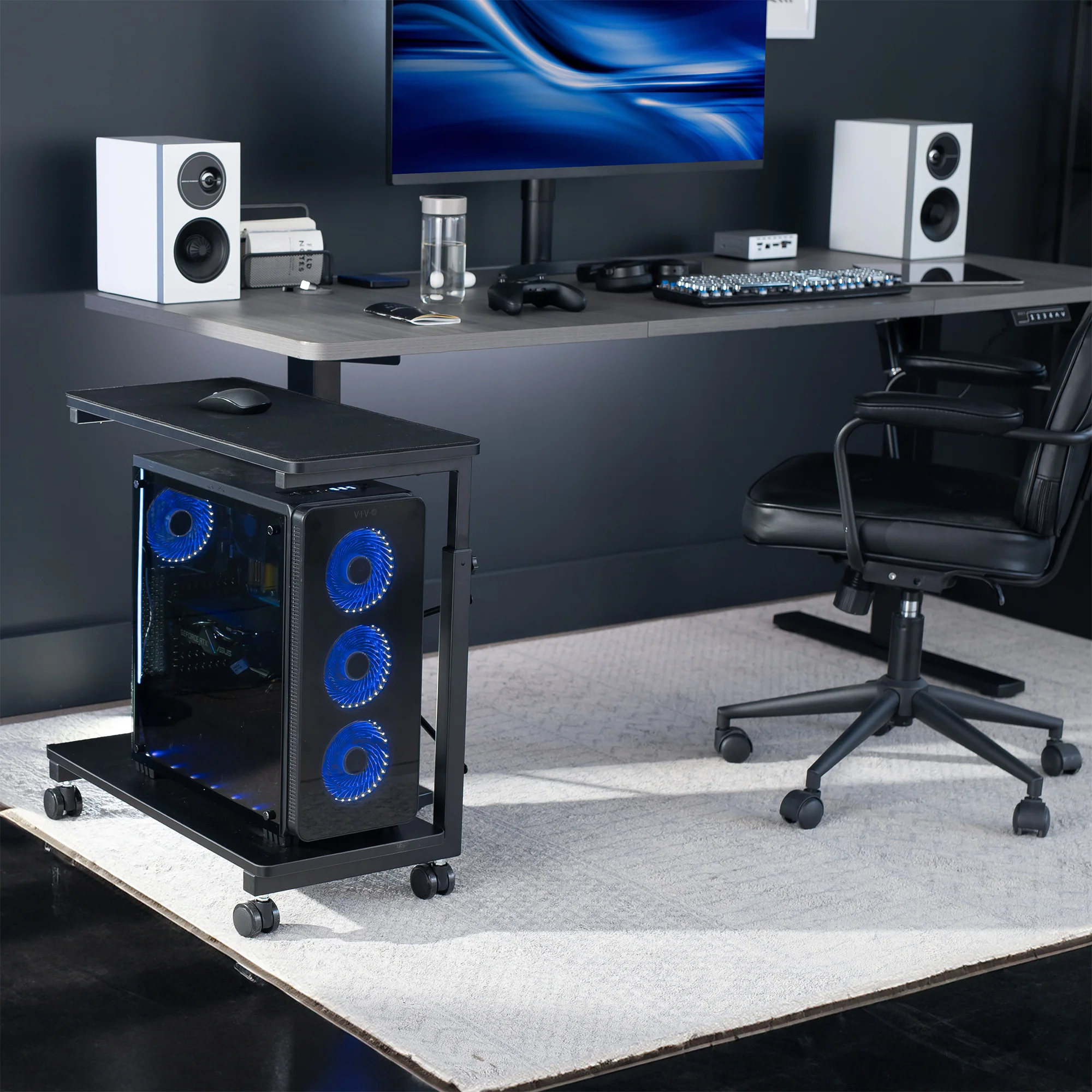 Mobile Adjustable PC Cart with Storage - Image 8