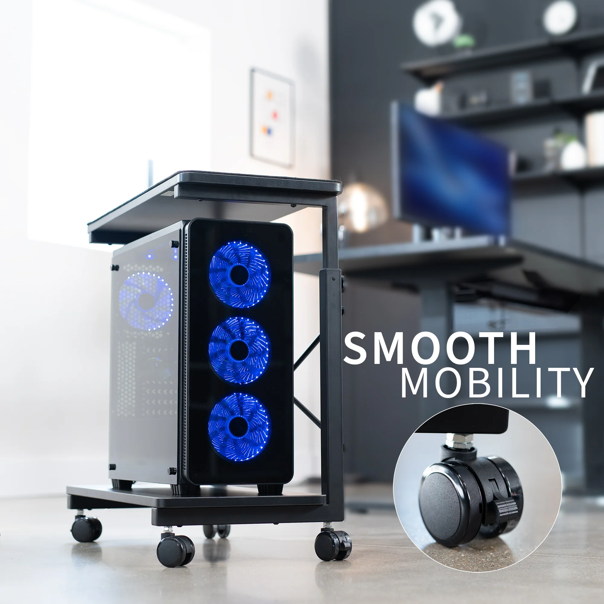 Mobile Adjustable PC Cart with Storage - Image 9