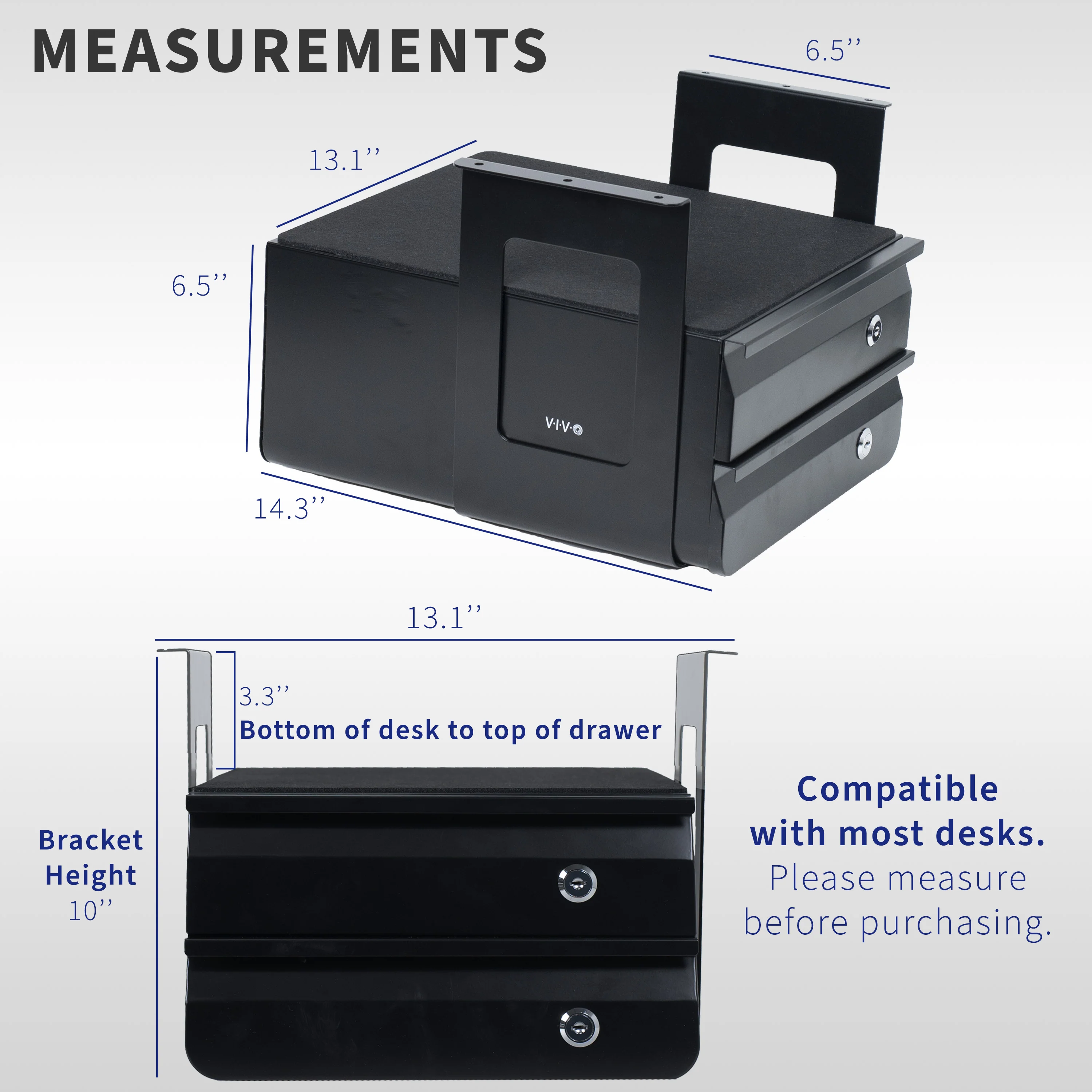 Lockable Under Desk Double Drawer - Image 4