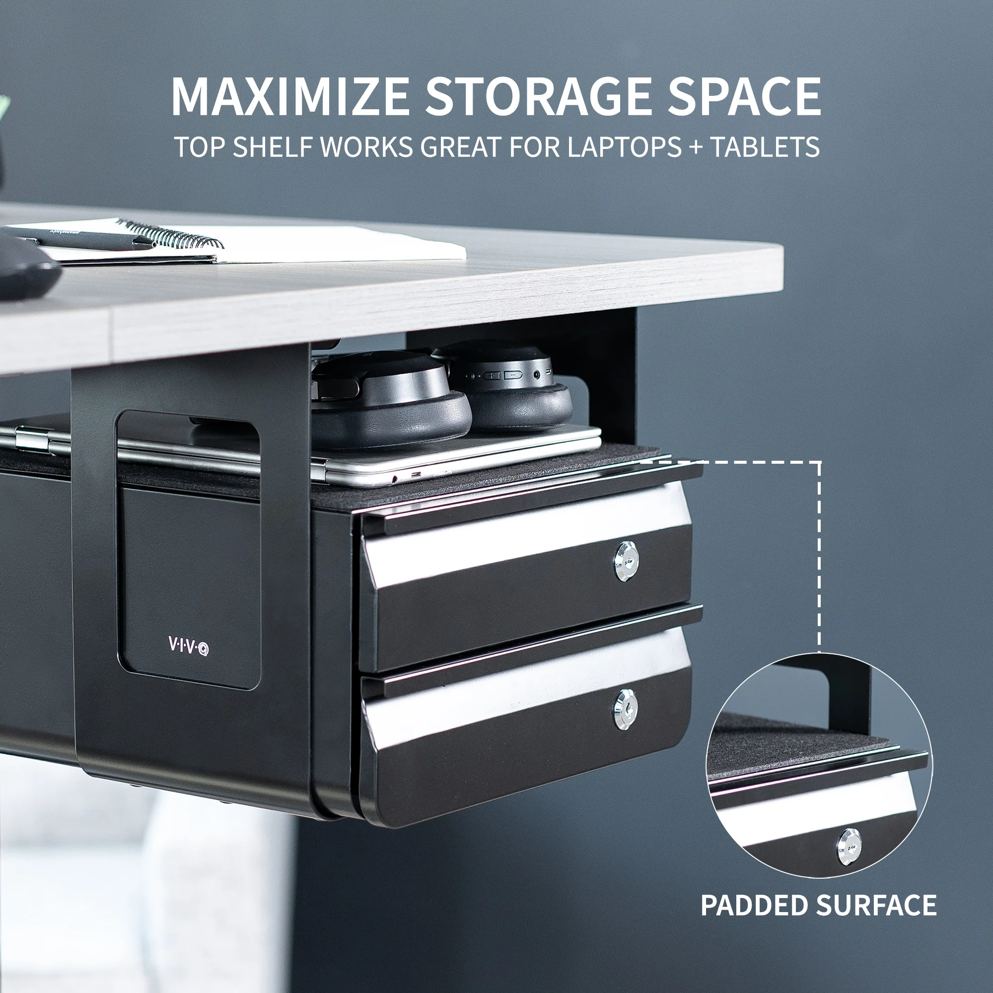 Lockable Under Desk Double Drawer - Image 8