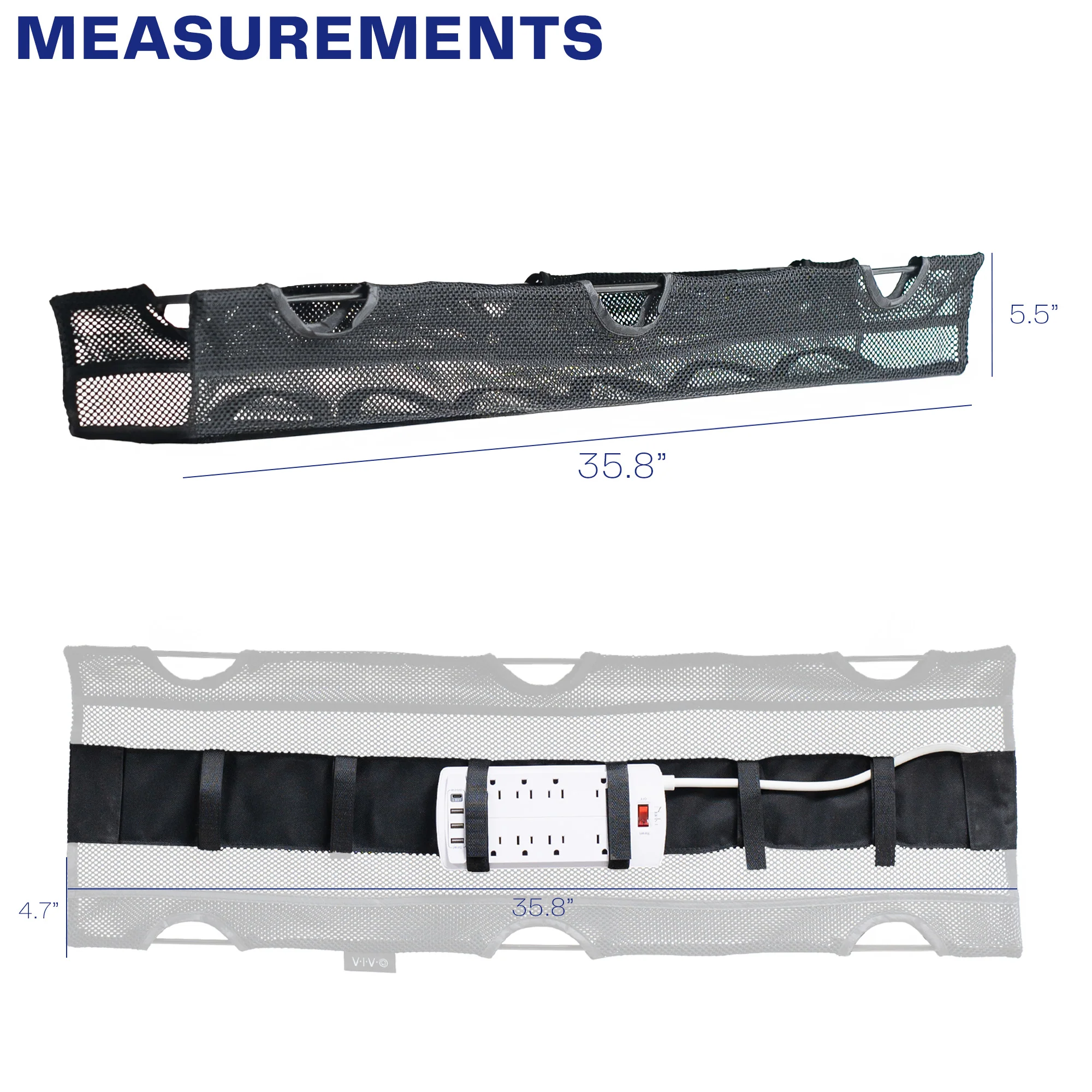 Under Desk Mesh Cable Management with Power Strip Holder - Image 3
