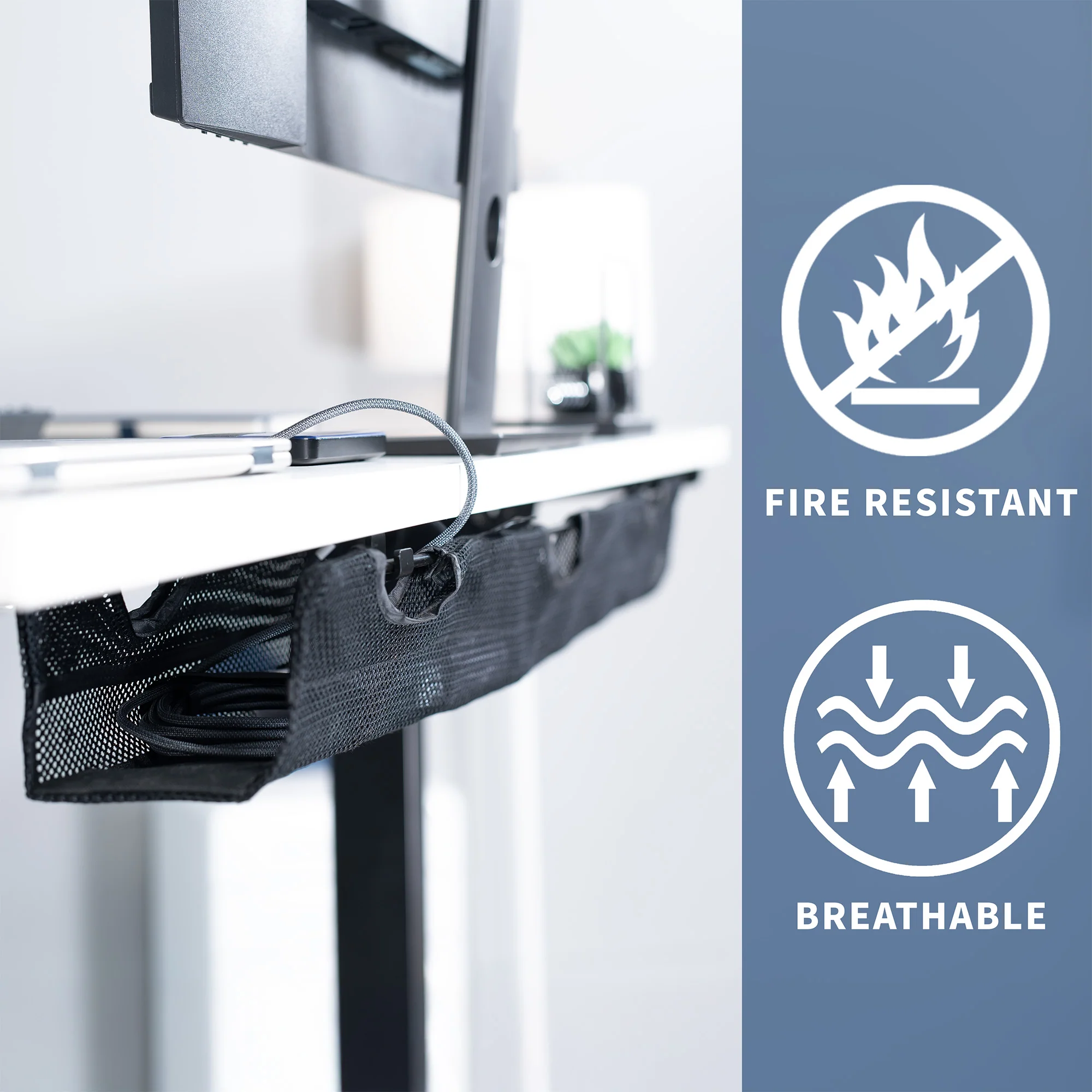 Under Desk Mesh Cable Management with Power Strip Holder - Image 8