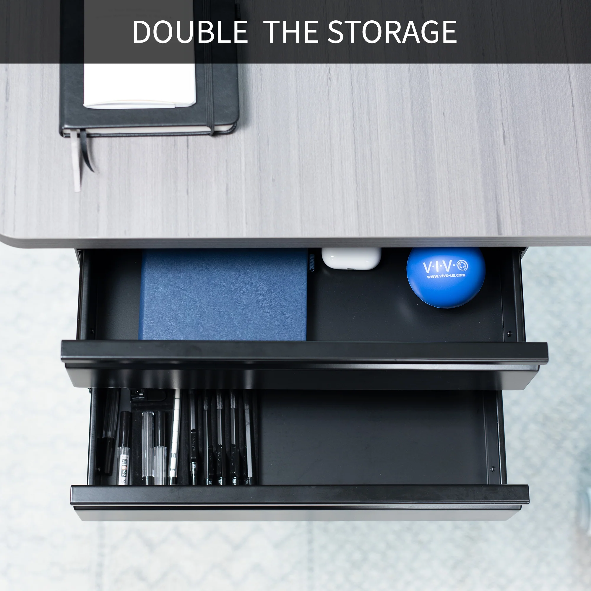 Pull Out 16" Dual Level Under Desk Drawer - Image 7