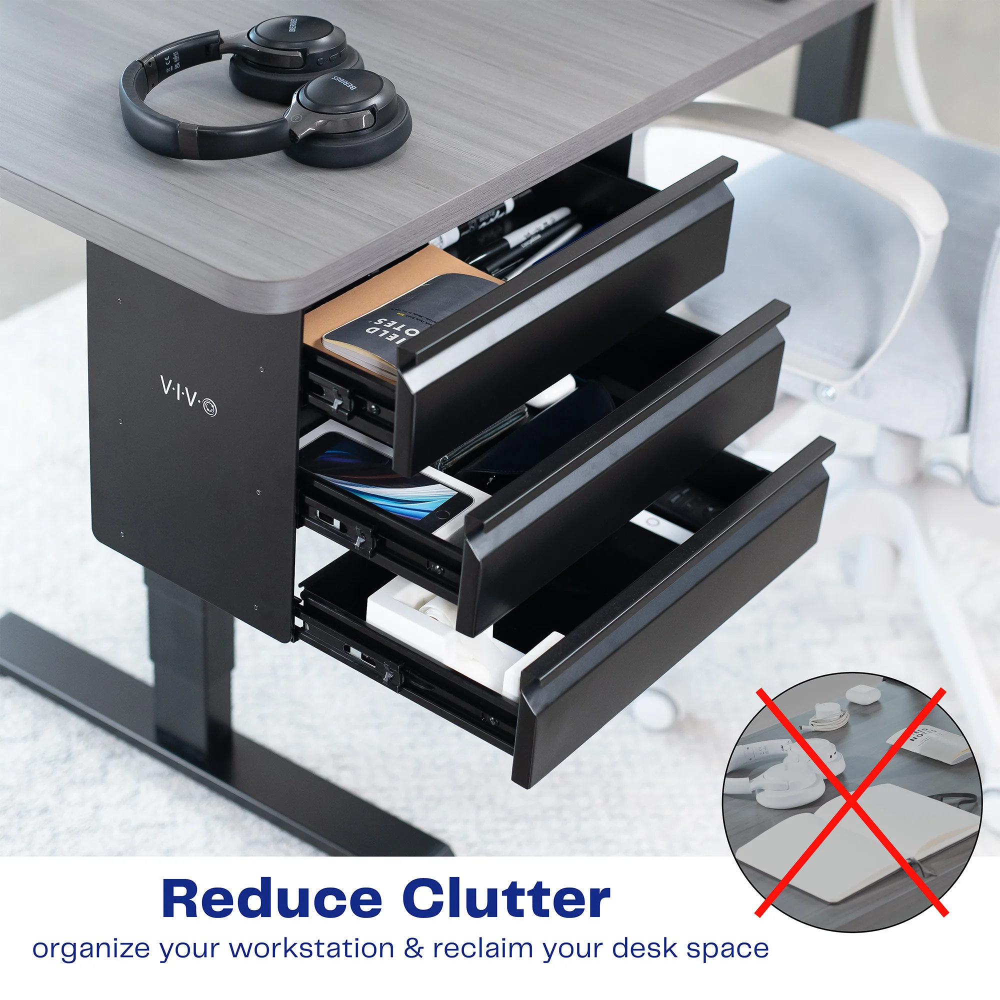 Pull Out 16" 3 Level Under Desk Drawer - Image 6