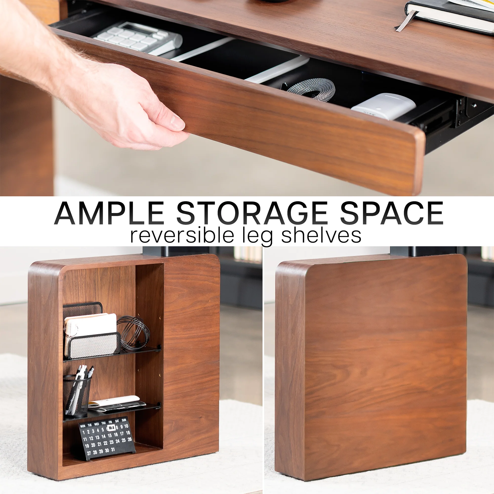 Walnut 72" x 30" Electric Executive Desk with Storage - Image 8