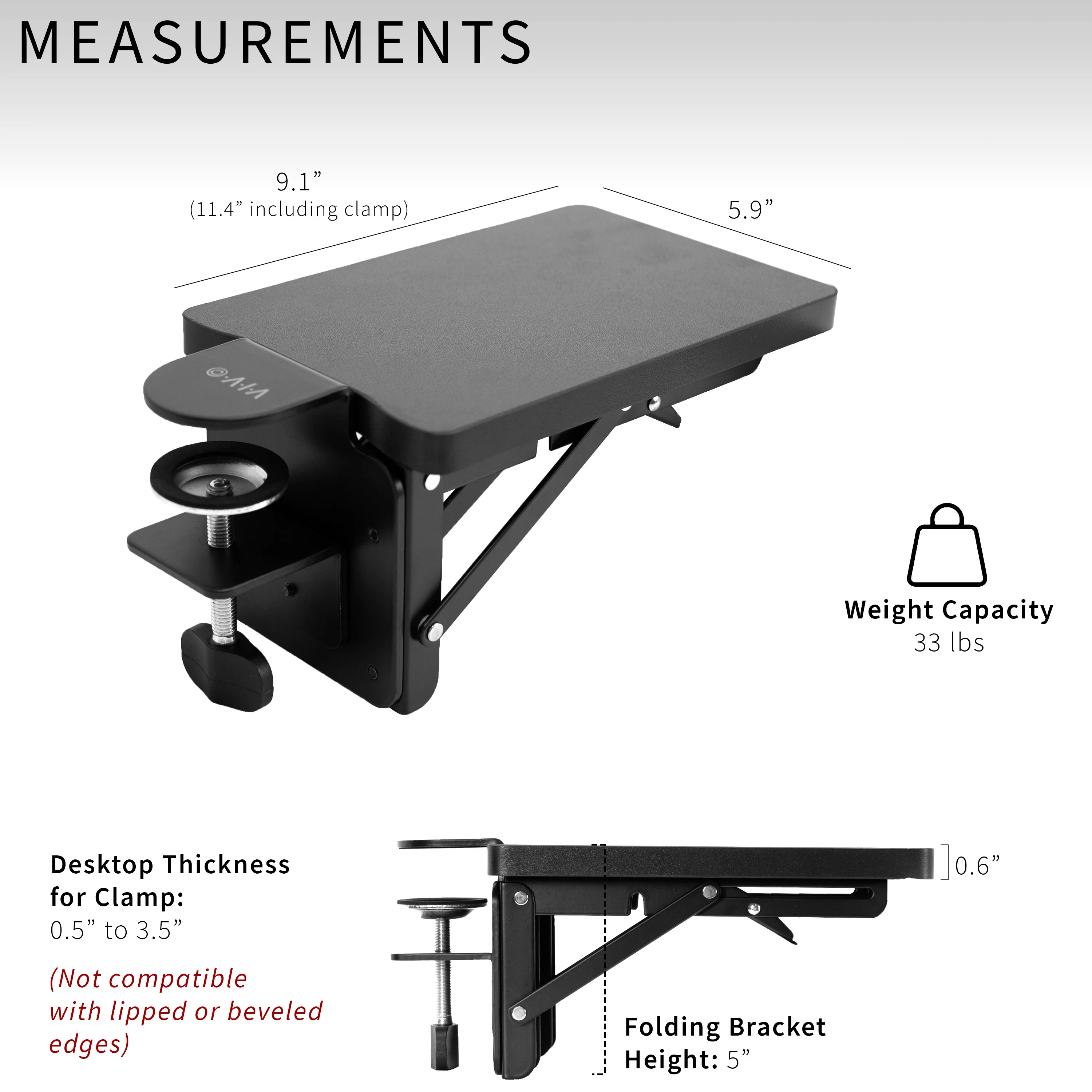 Clamp-on 6" x 9" Desk Extension - Image 4