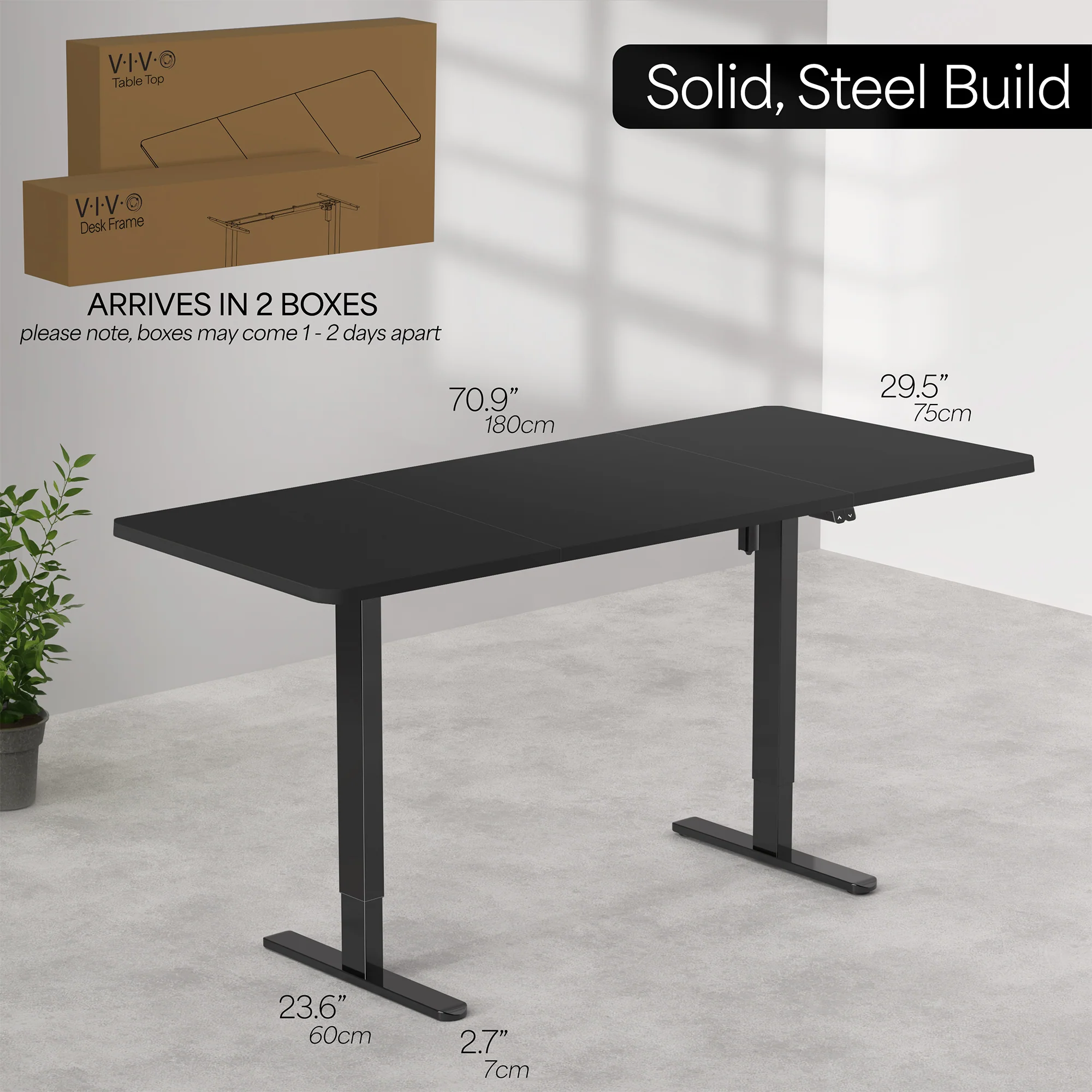 0B Series - 71" x 30" Electric Desk with 2 Button Controller - Image 6