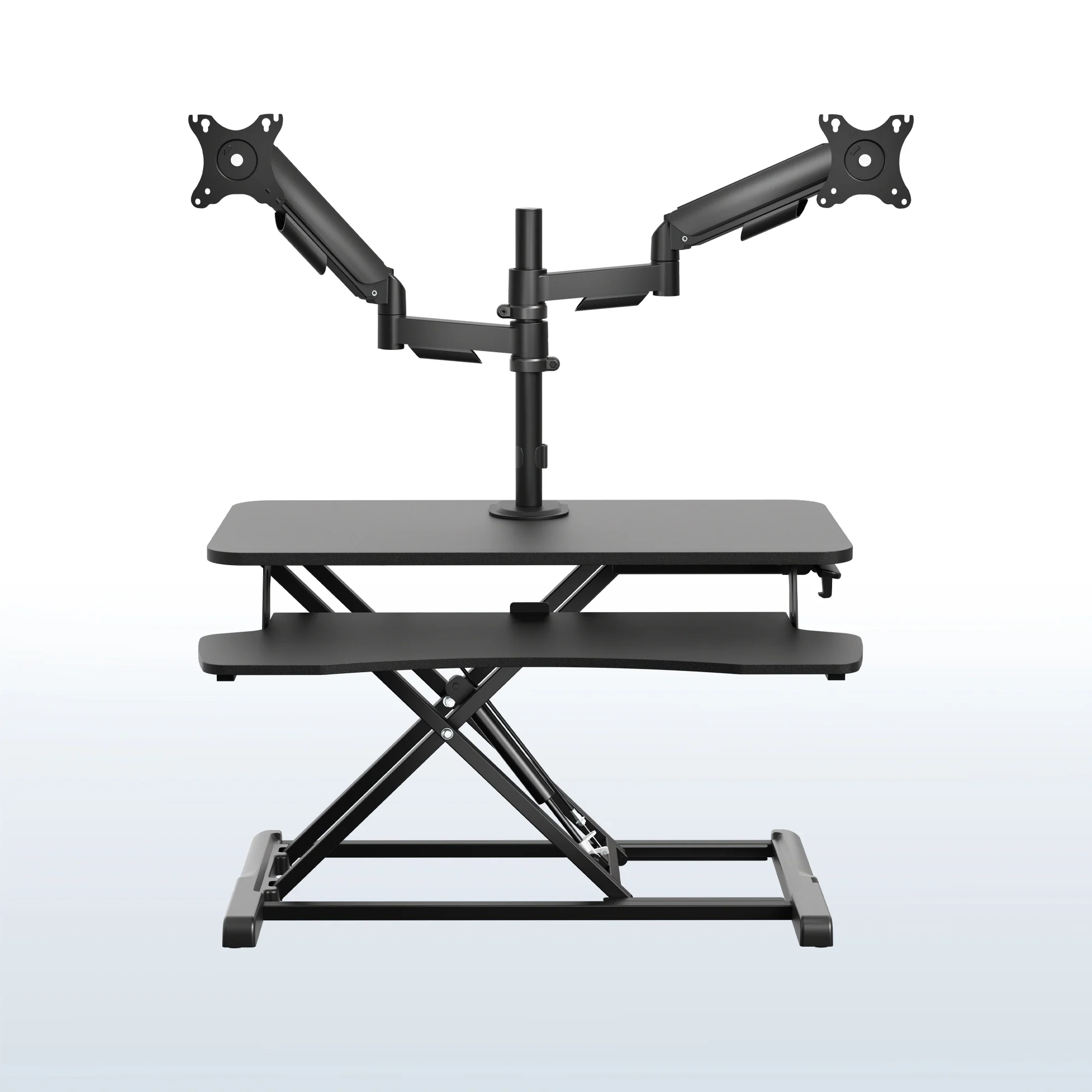 Desk Riser with Mechanical Dual Monitor Mount