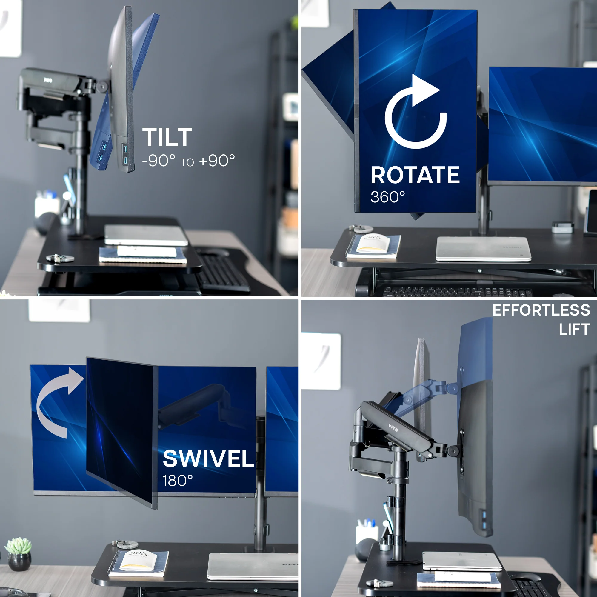 Desk Riser with Mechanical Dual Monitor Mount - Image 23