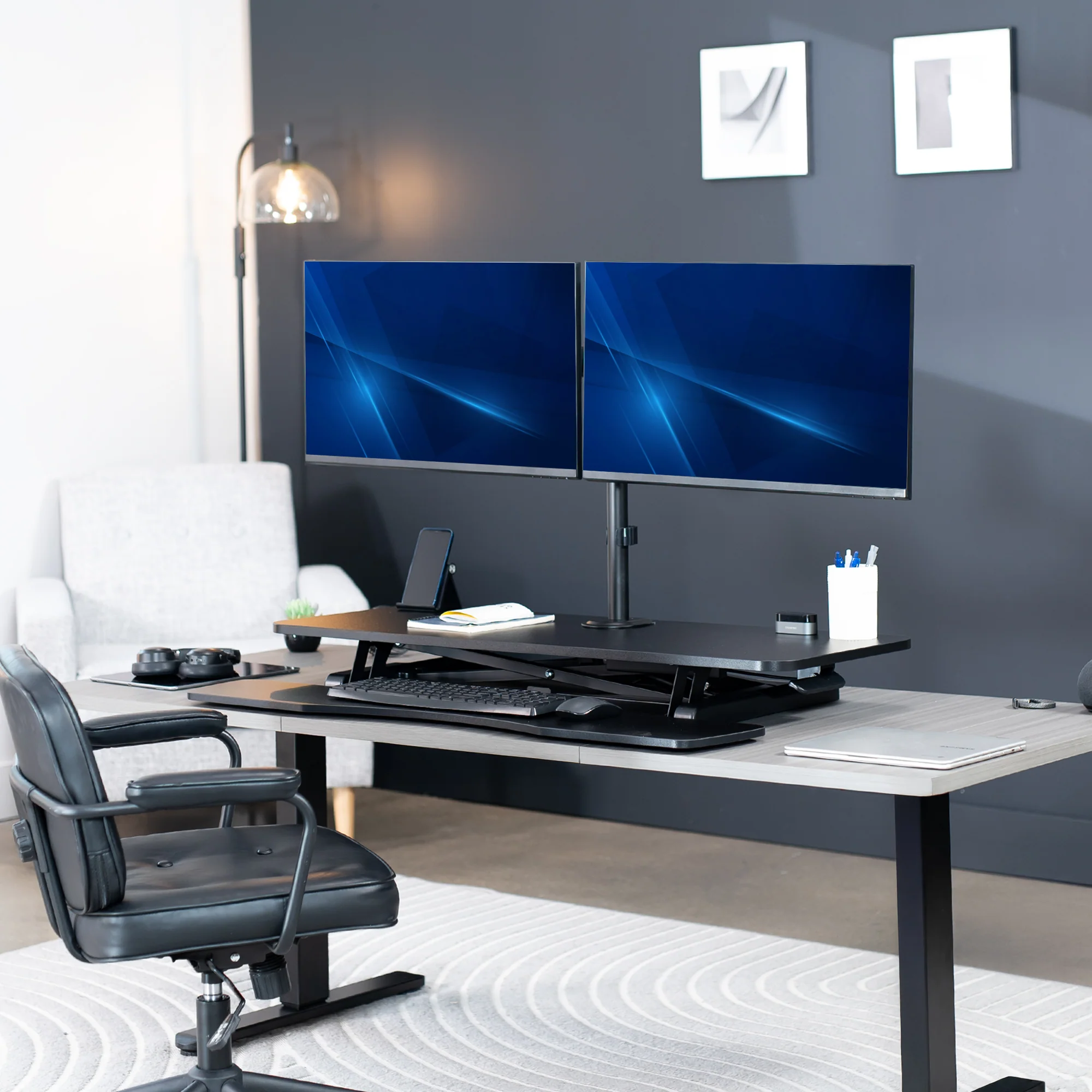 Desk Riser with Mechanical Dual Monitor Mount - Image 25