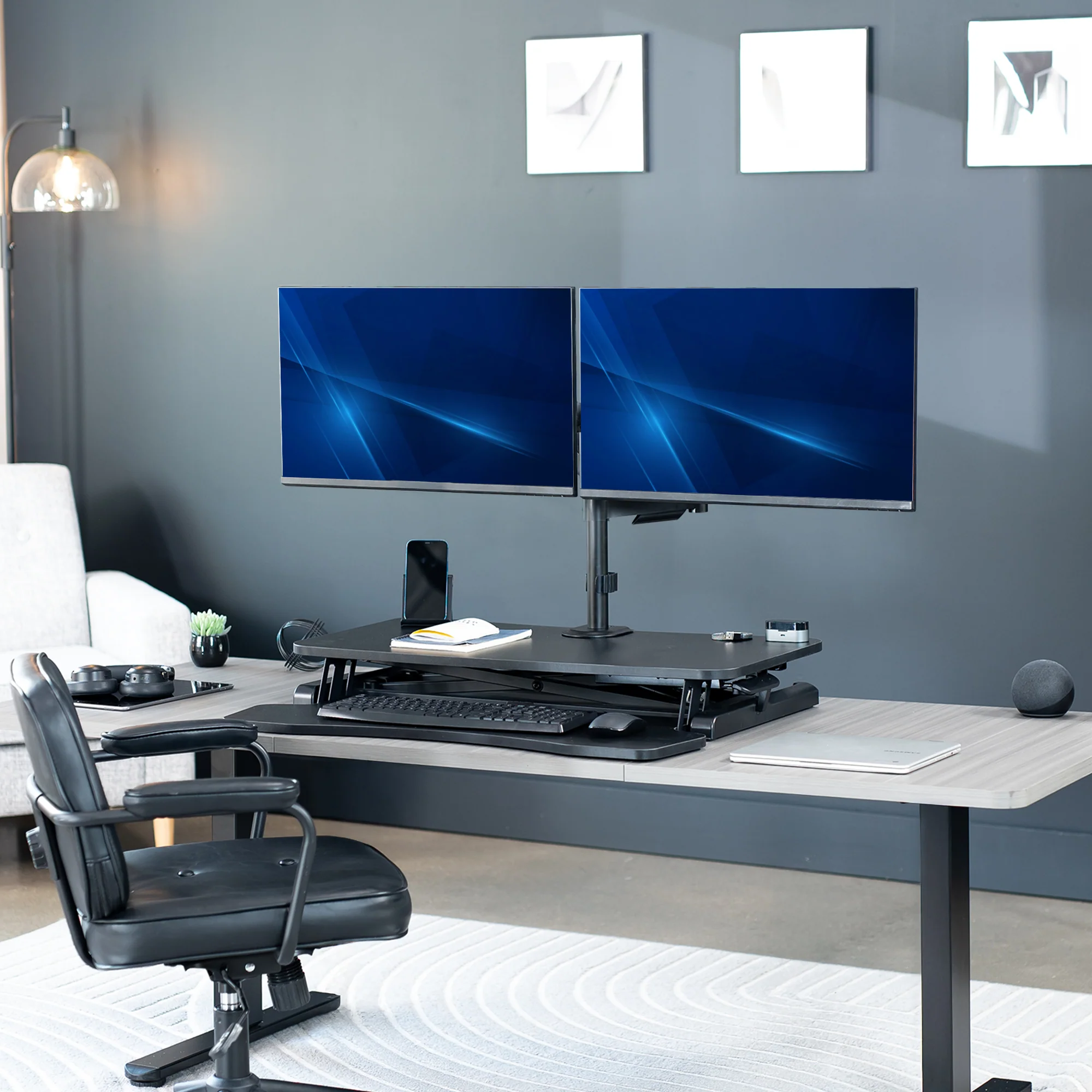 Desk Riser with Mechanical Dual Monitor Mount - Image 7