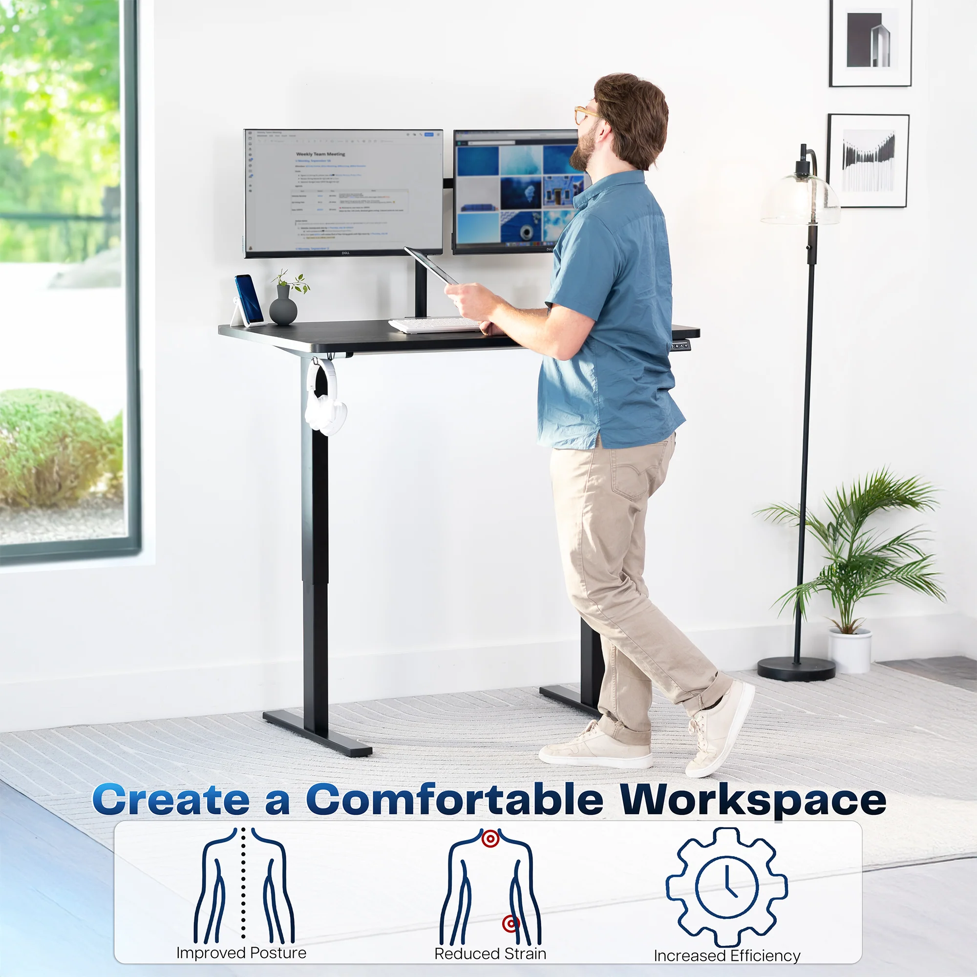 1B Solid Top Series - Single Motor Electric Desk with Push Button Memory Controller - Image 117