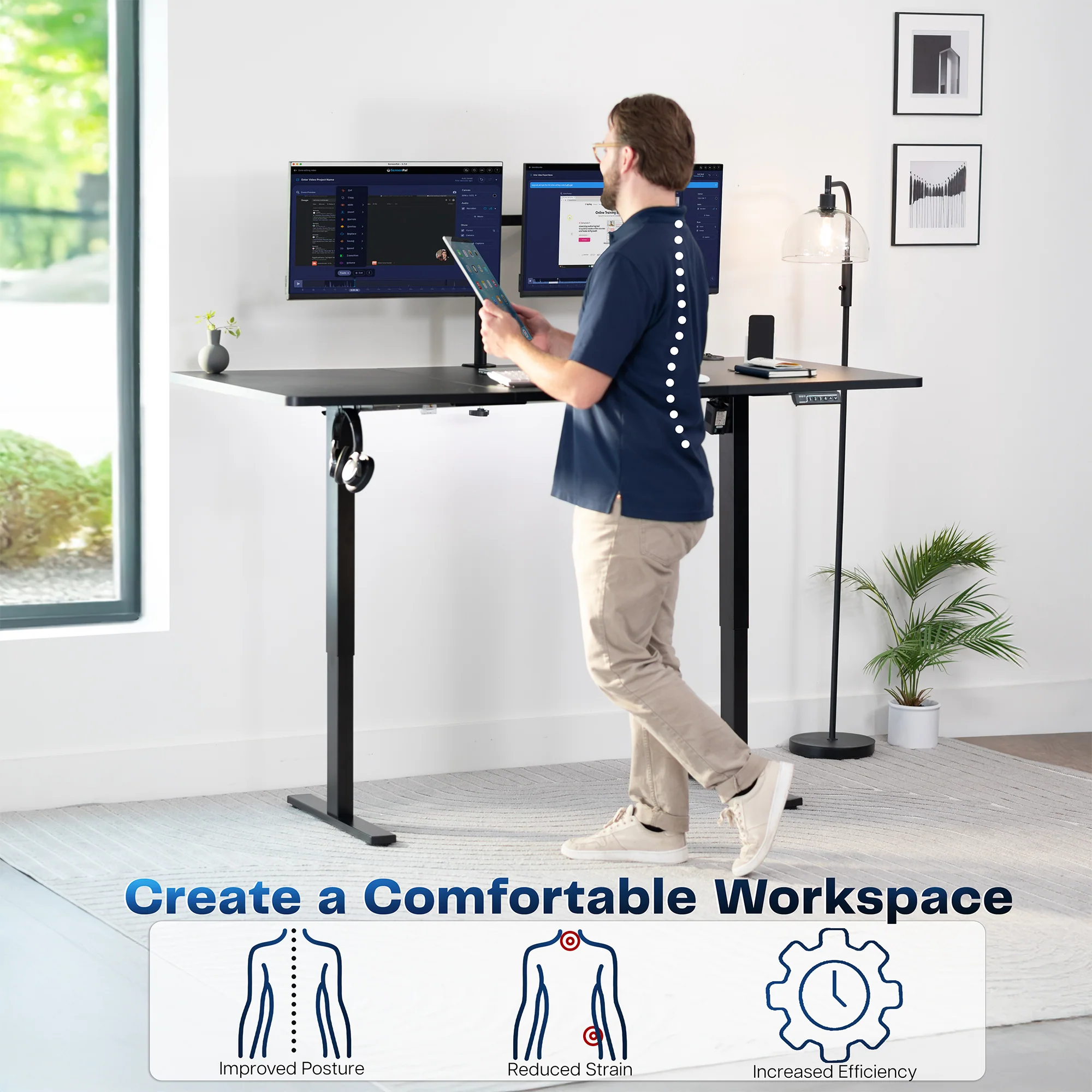 1B Split Top Series - Single Motor Electric Desk with Push Button Memory Controller - Image 139