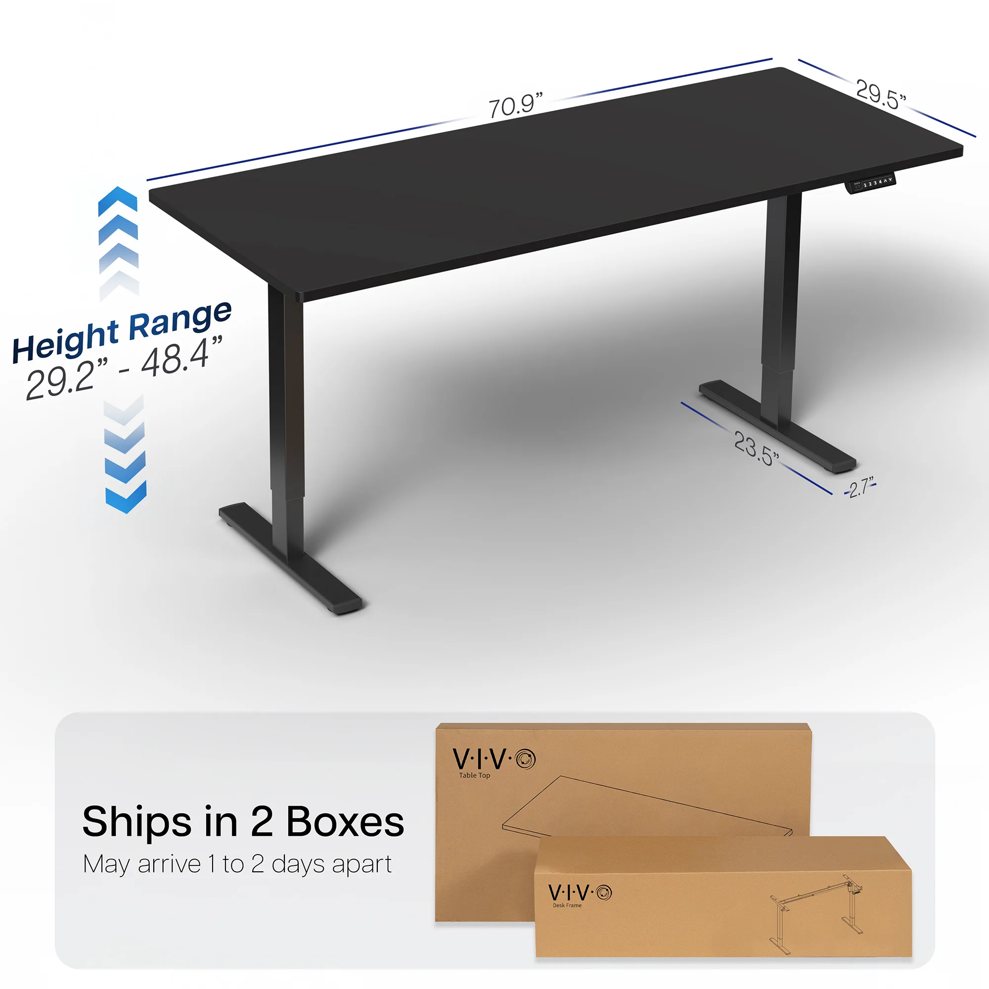 1B Split Top Series - Single Motor Electric Desk with Push Button Memory Controller - Image 71