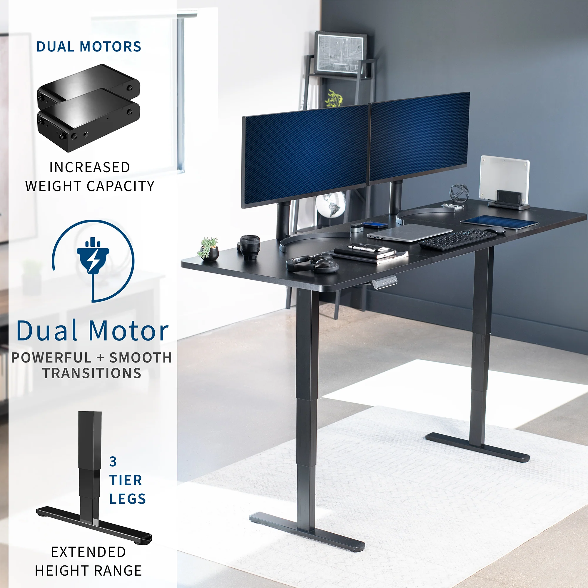 2B Split Top Series - Dual Motor Electric Desk with Push Button Memory Controller - Image 129