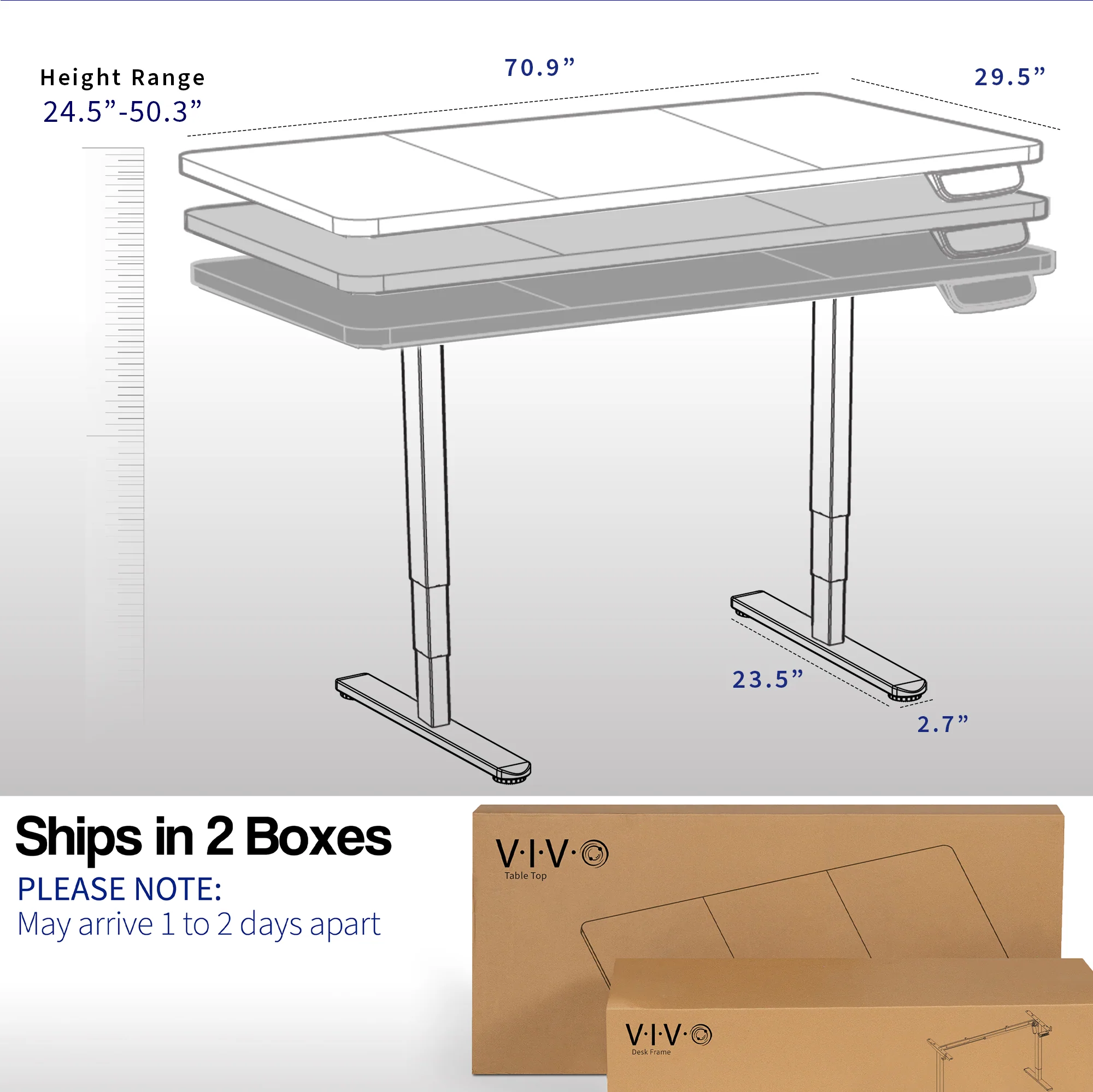 2B Split Top Series - Dual Motor Electric Desk with Push Button Memory Controller - Image 42