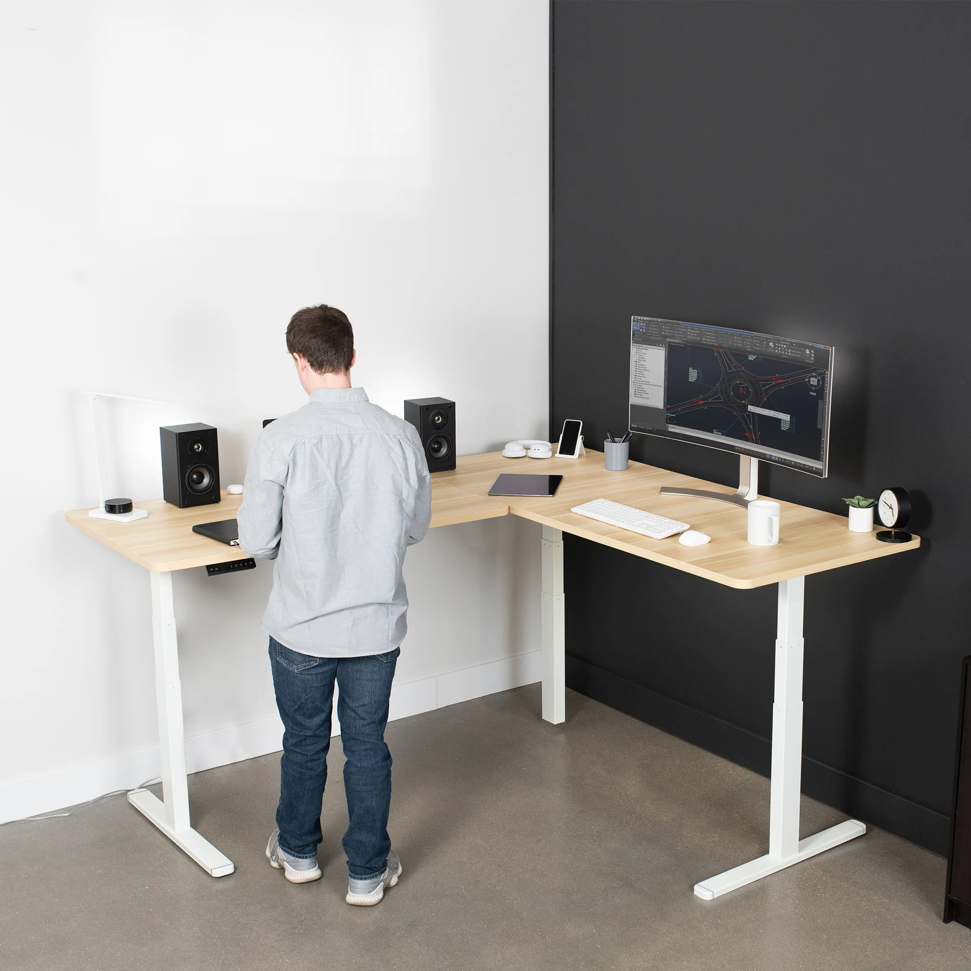 3E Series - Triple Motor Corner Electric Desk - Image 89