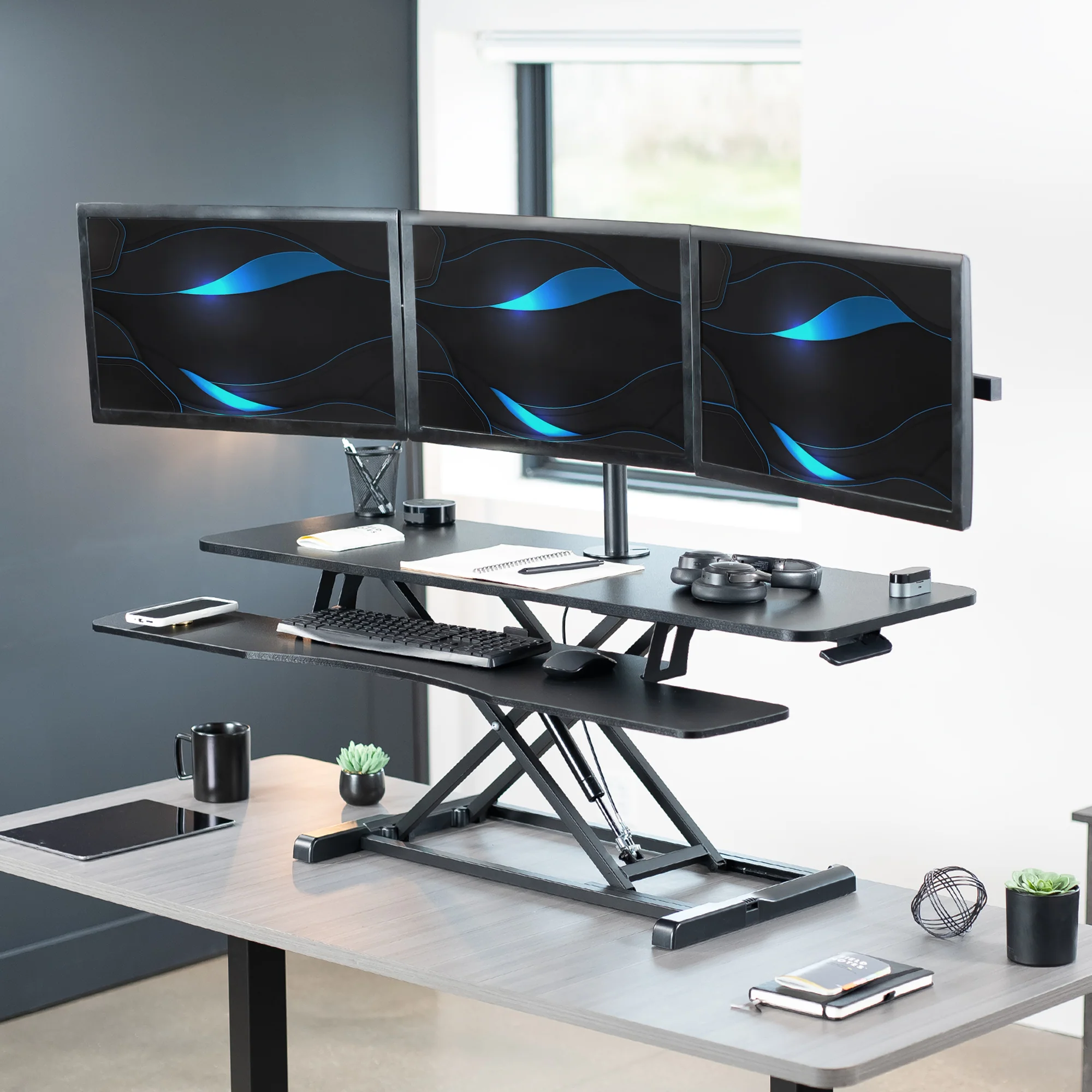 Extra Large Desk Riser with Triple Monitor Mount - Image 2
