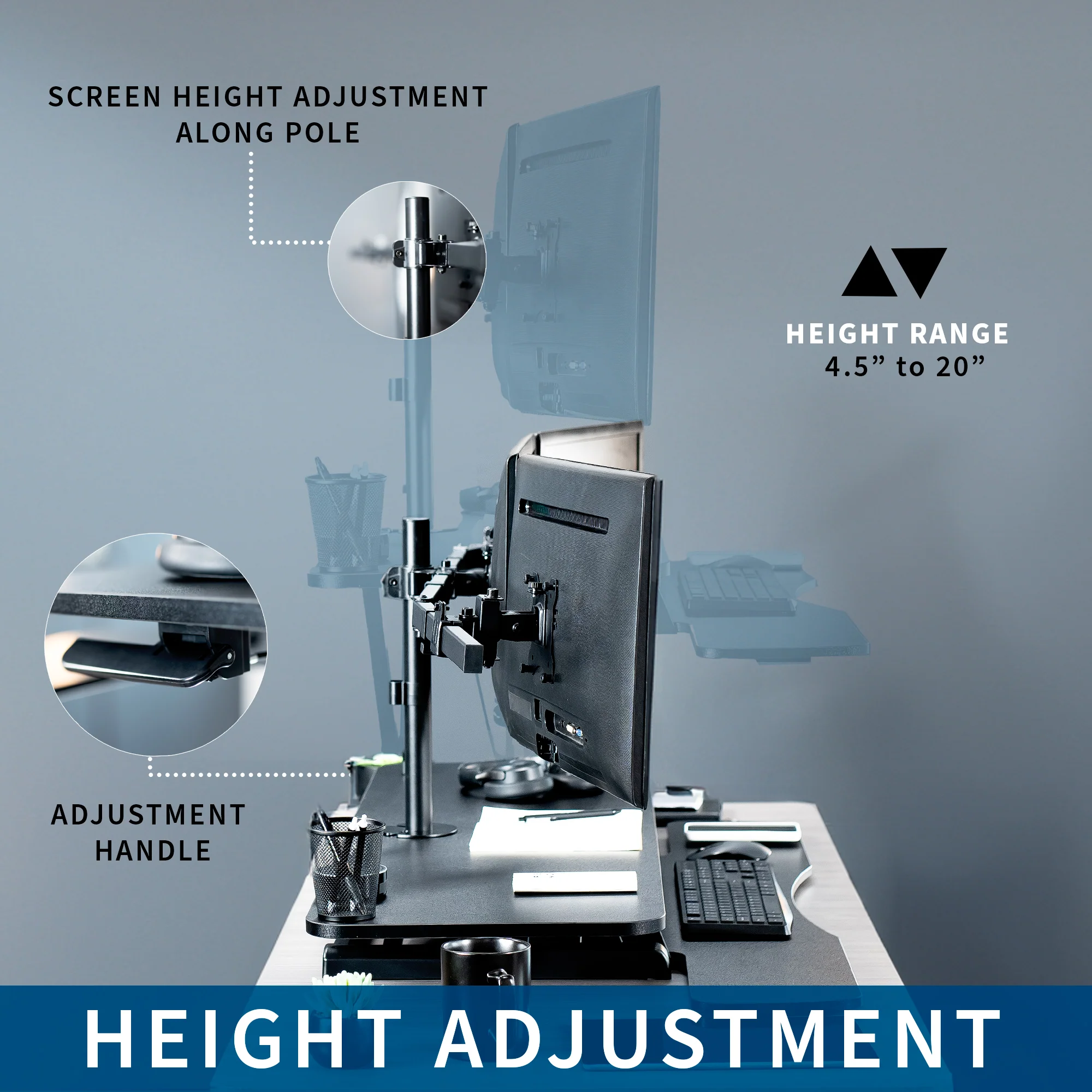 Extra Large Desk Riser with Triple Monitor Mount - Image 4