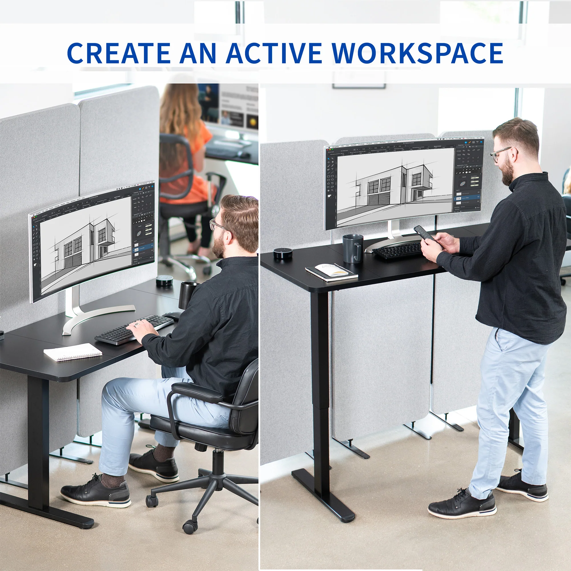 B0 Series - 60" x 24" Electric Desk with 2 Button Controller - Image 4