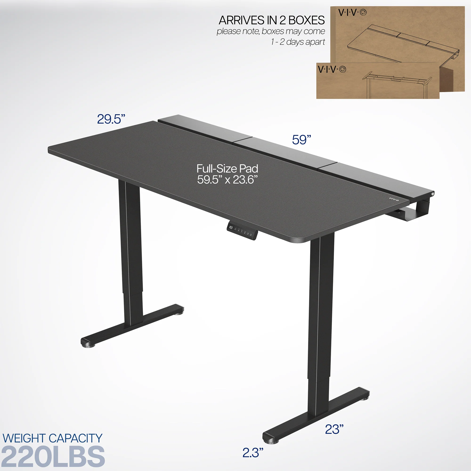 E2B-P3B Series - Dual Motor Electric Desk with Concealed Cable Table Top & Full-Size Pad - Image 3