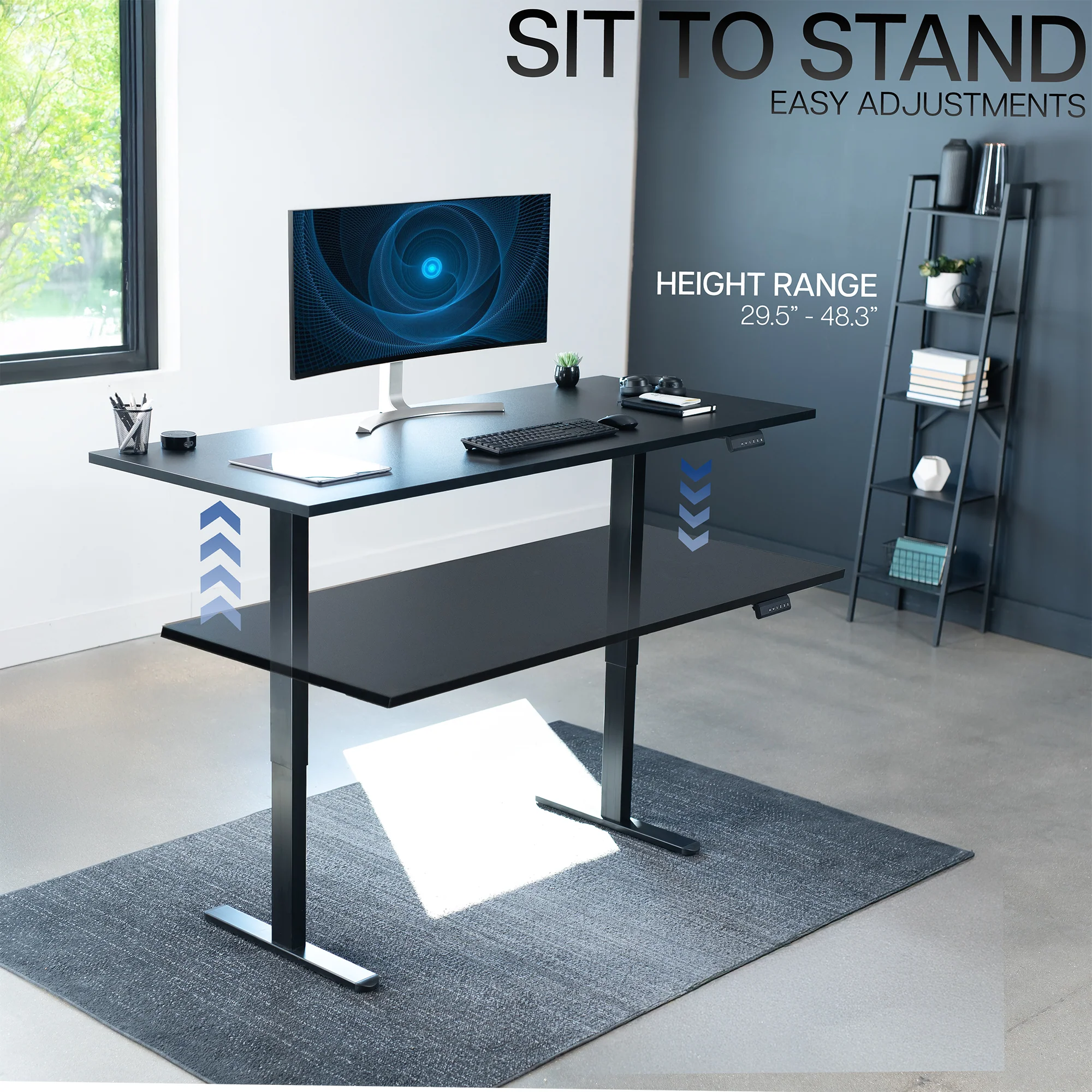 E2 Series - 71" x 30" Dual Motor Electric Desk with Square Corner Top - Image 6