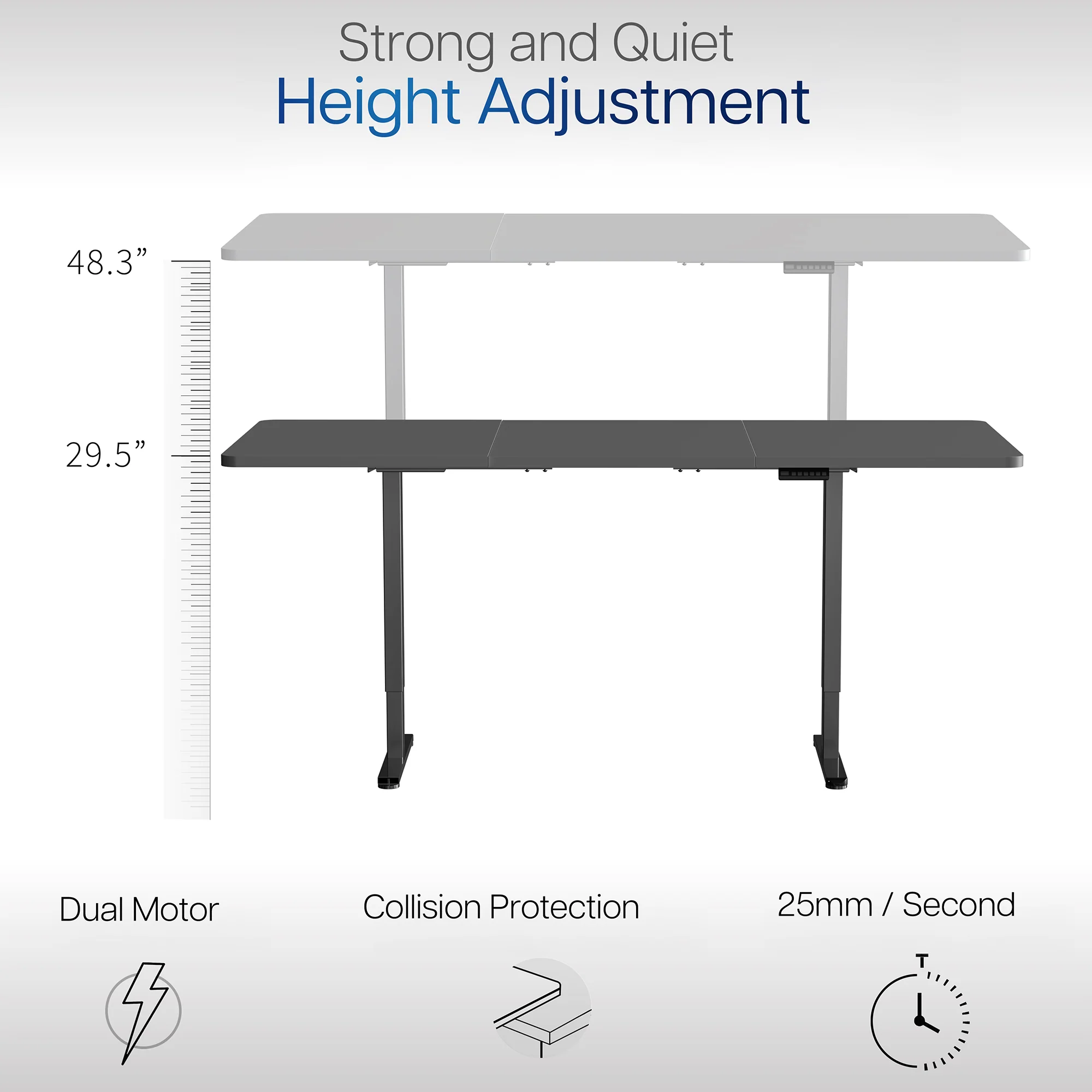 E2 Series - 83" x 30" Dual Motor Electric Desk - Image 4