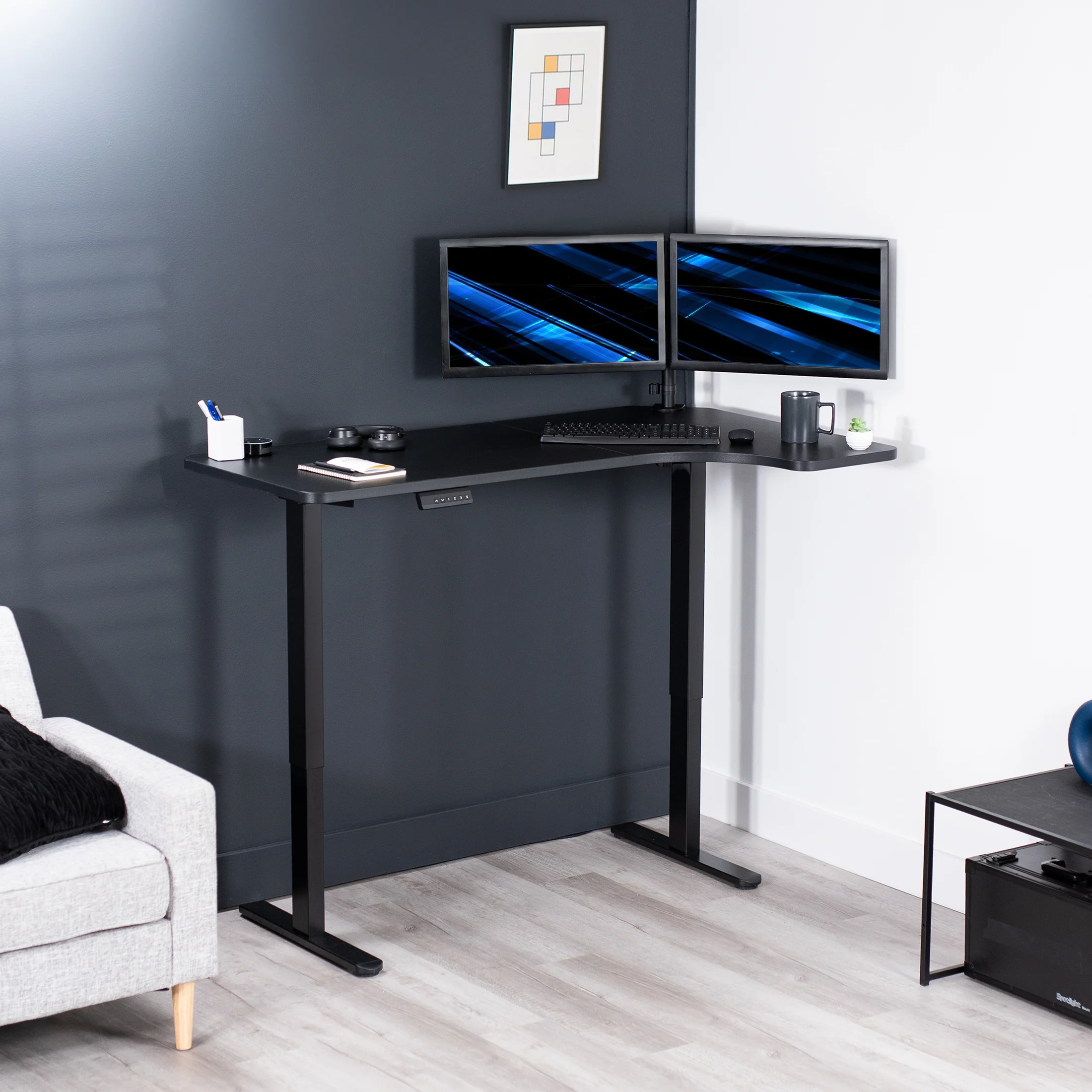 58" x 35" Dual Motor Corner Electric Desk with Push Button Memory Controller - Image 8