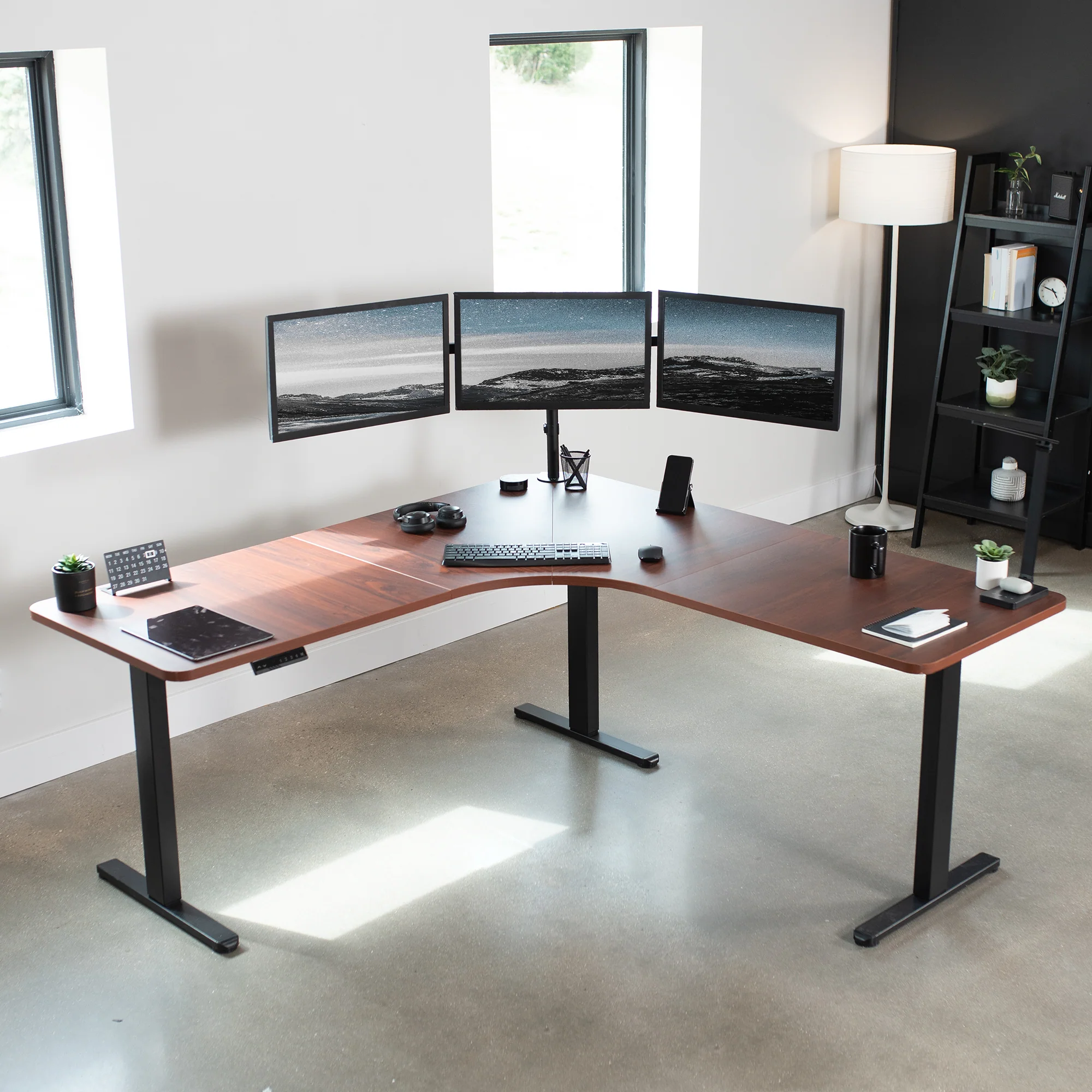 E3 Series - Curved Corner Triple Motor Electric Desk with Push Button Memory Controller - Image 14