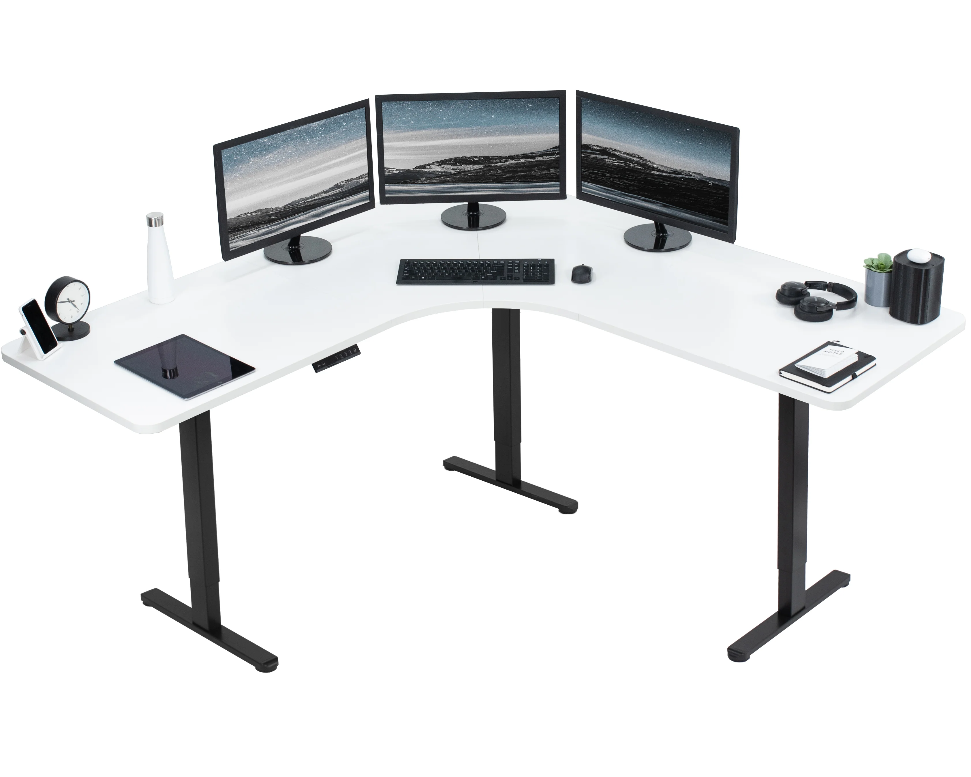 E3 Series - Curved Corner Triple Motor Electric Desk with Push Button Memory Controller - Image 19