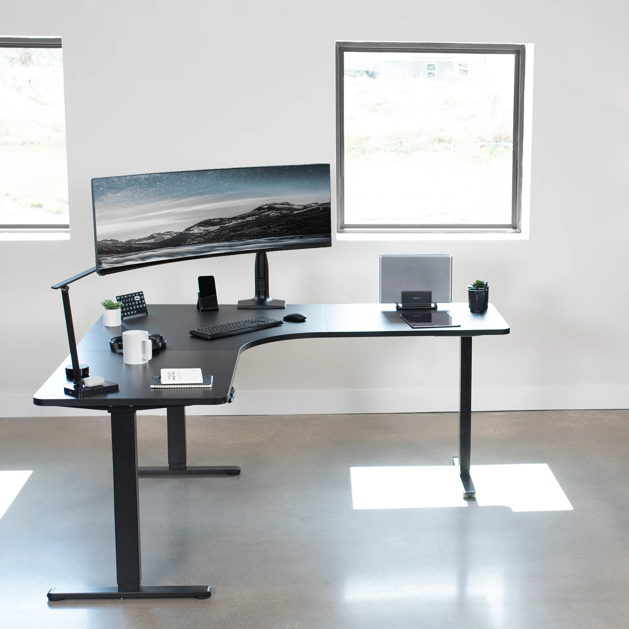 E3 Series - Curved Corner Triple Motor Electric Desk with Push Button Memory Controller - Image 8