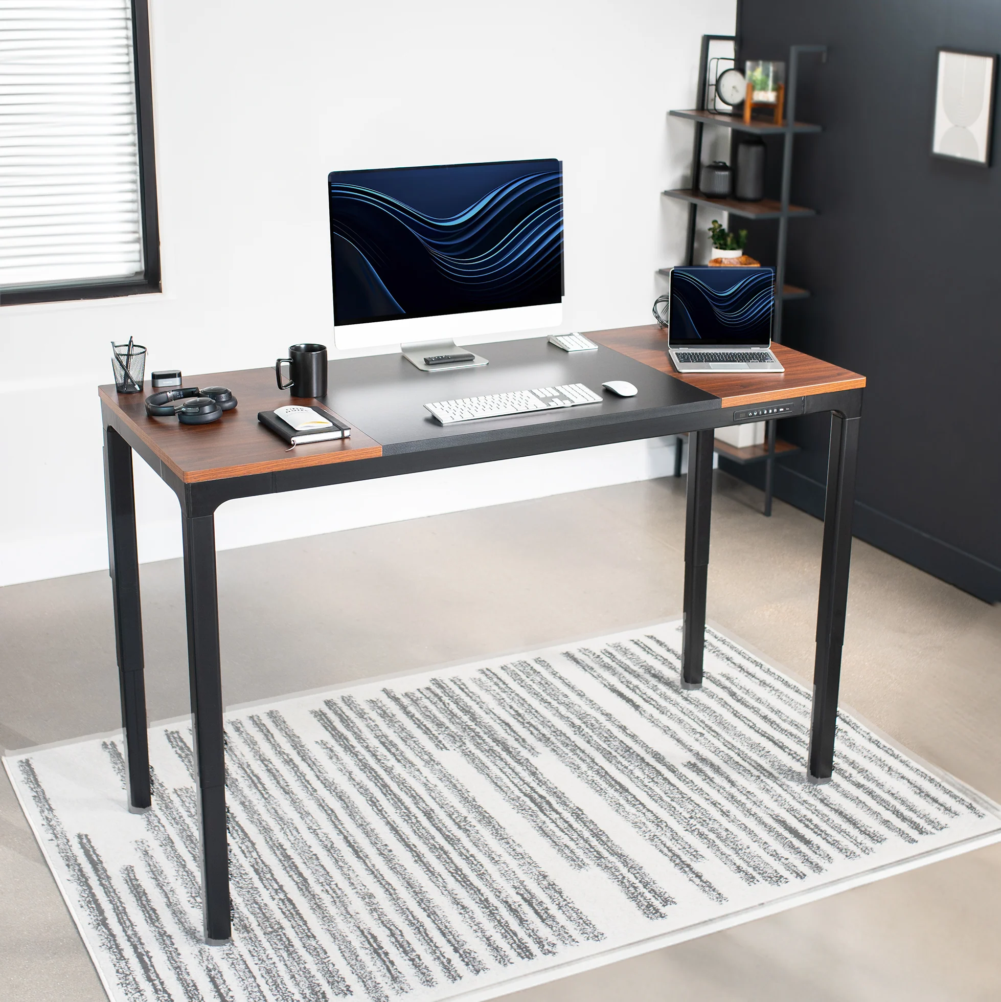 Dark Walnut / Black 71" x 30" Quad Motor Electric 4-Leg Desk - Image 2