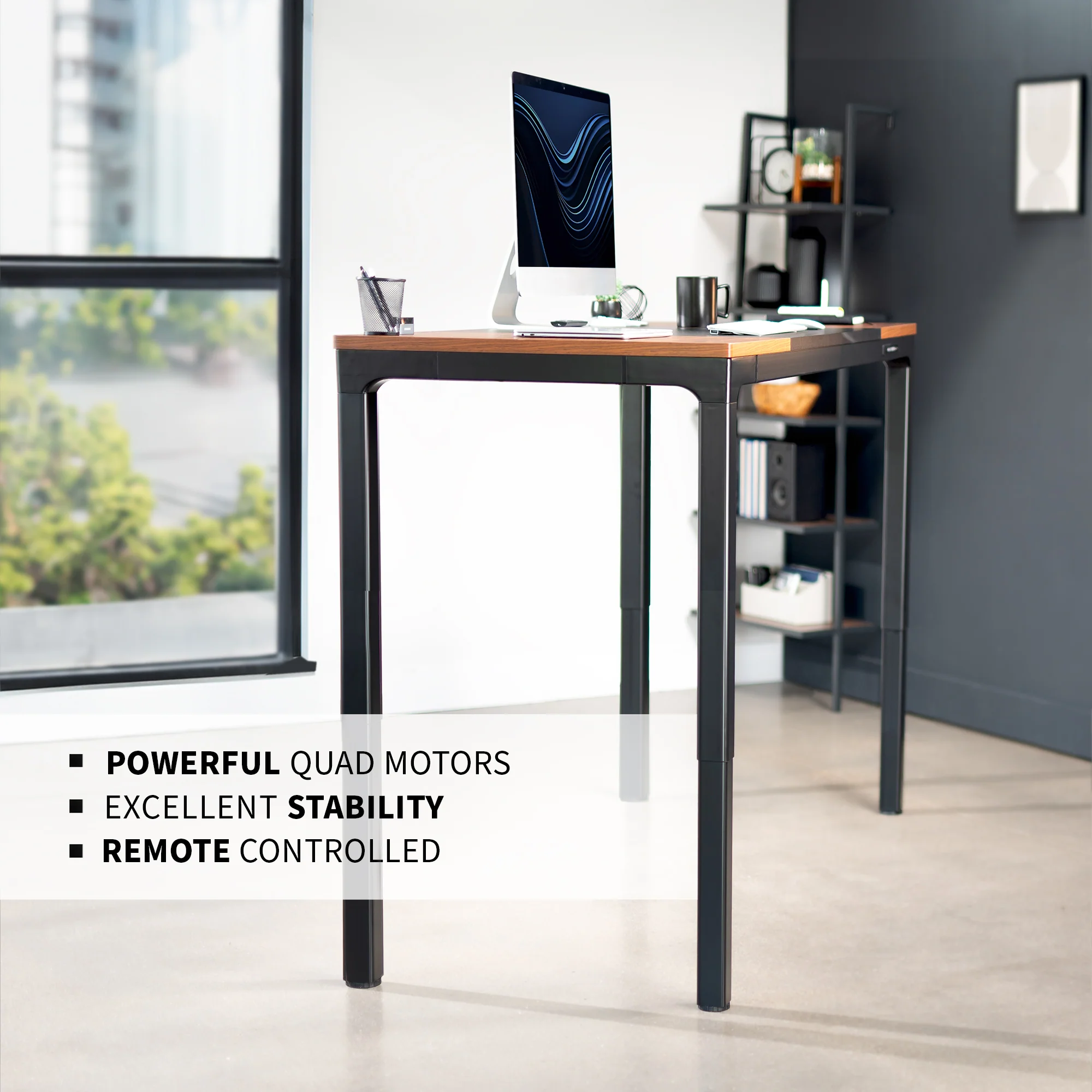Dark Walnut / Black 71" x 30" Quad Motor Electric 4-Leg Desk - Image 6