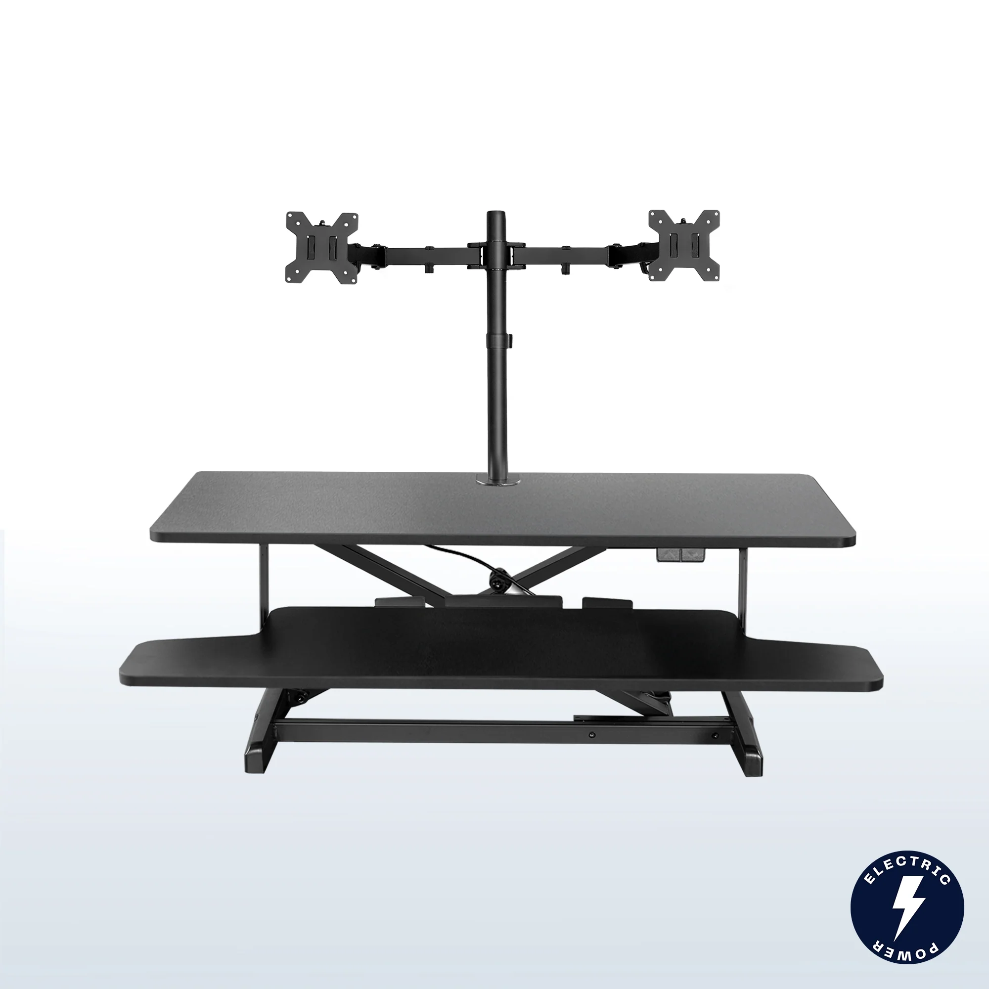 Electric Standing Desk Converter with Dual Monitor Mount