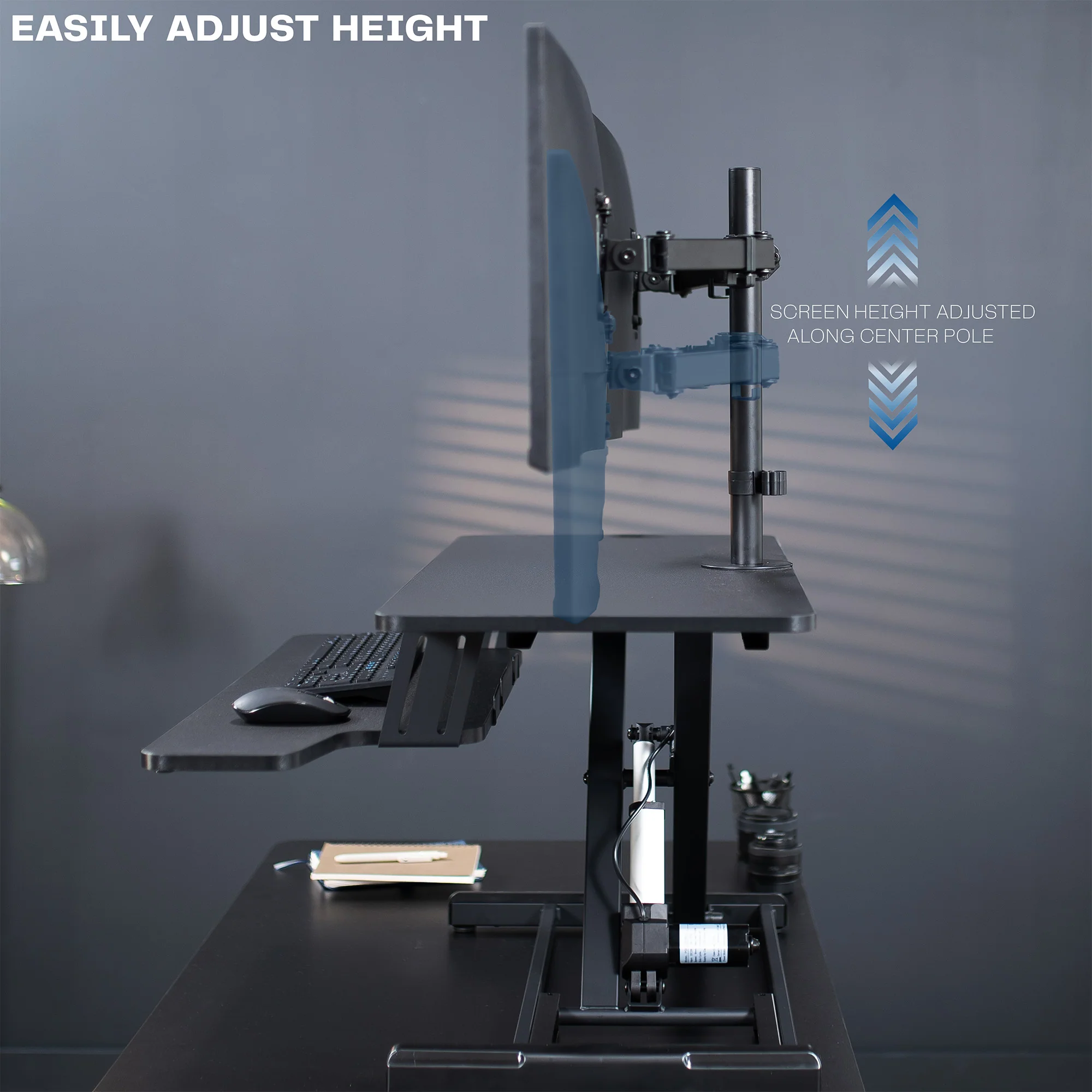 Electric Standing Desk Converter with Dual Monitor Mount - Image 10