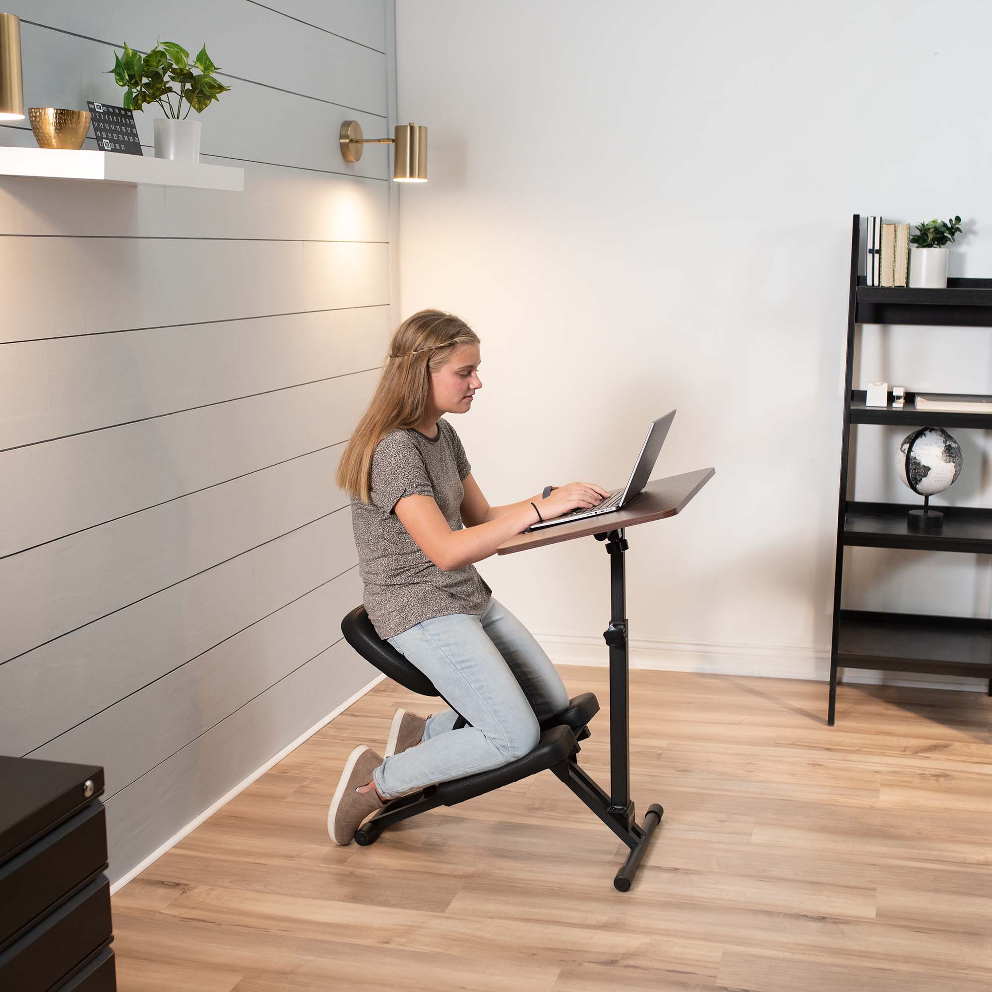 Black / Dark Wood Kids' Kneeling Chair and Desk - Image 9