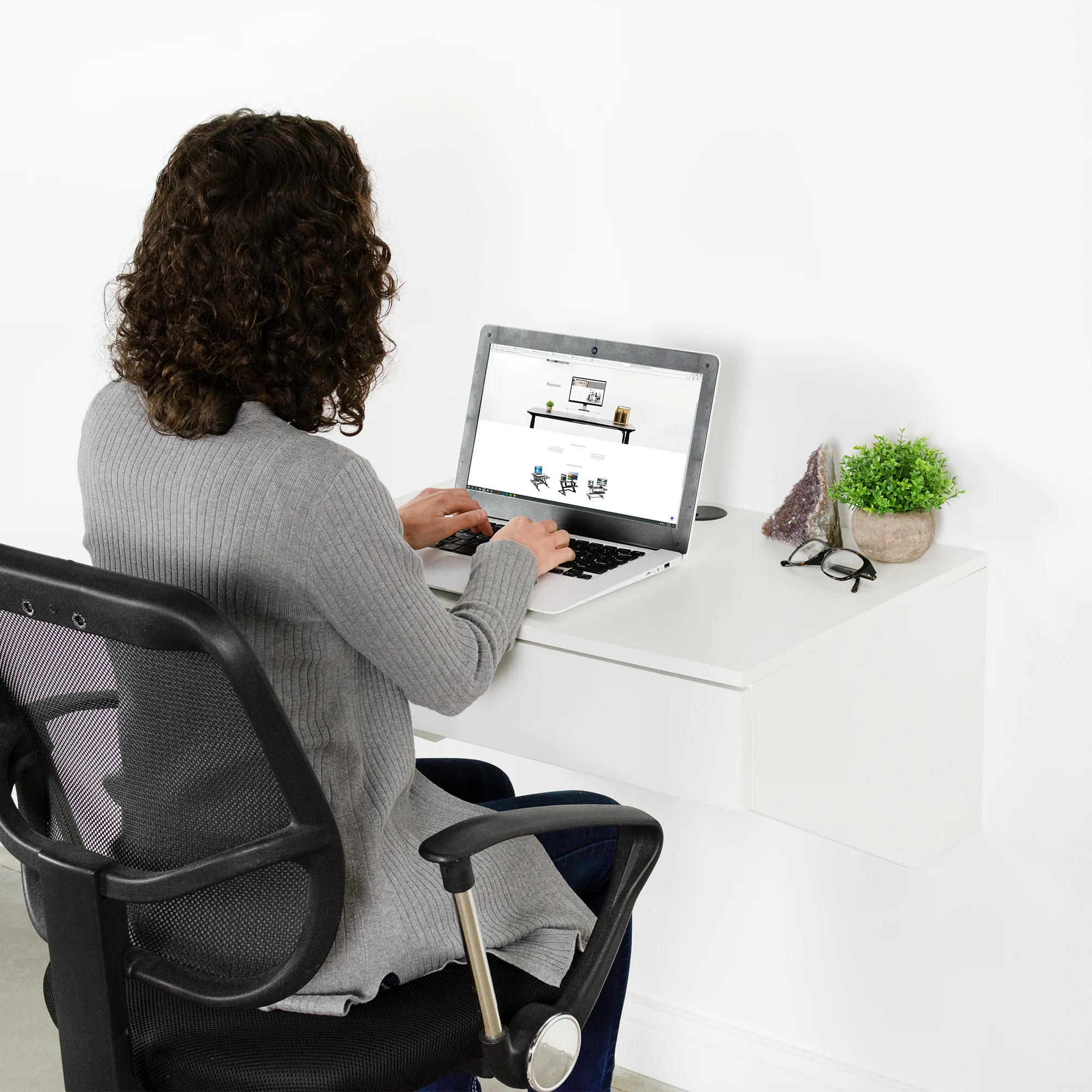 White Wall Mounted 28” Desk with Drawer - Image 5