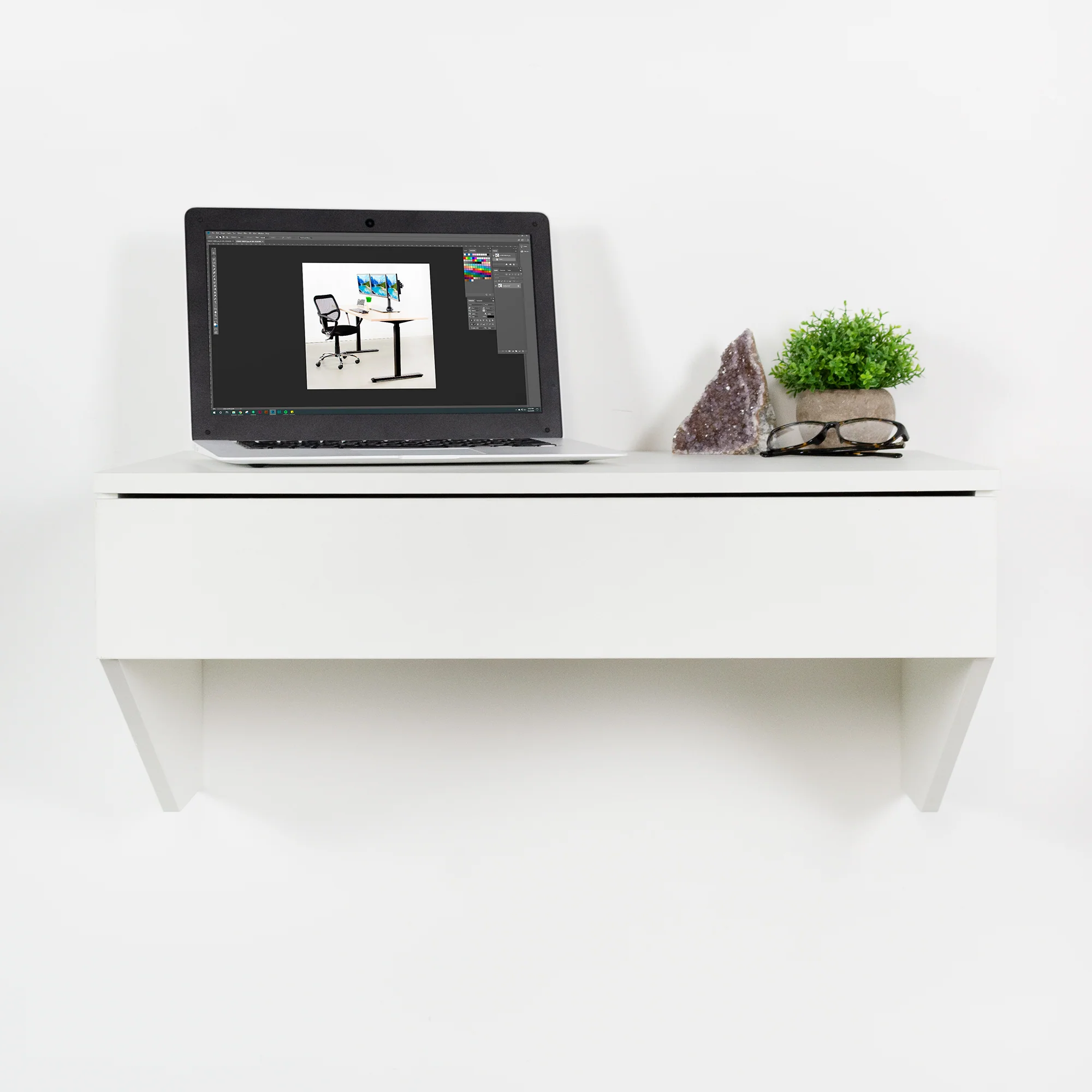 White Wall Mounted 28” Desk with Drawer - Image 9